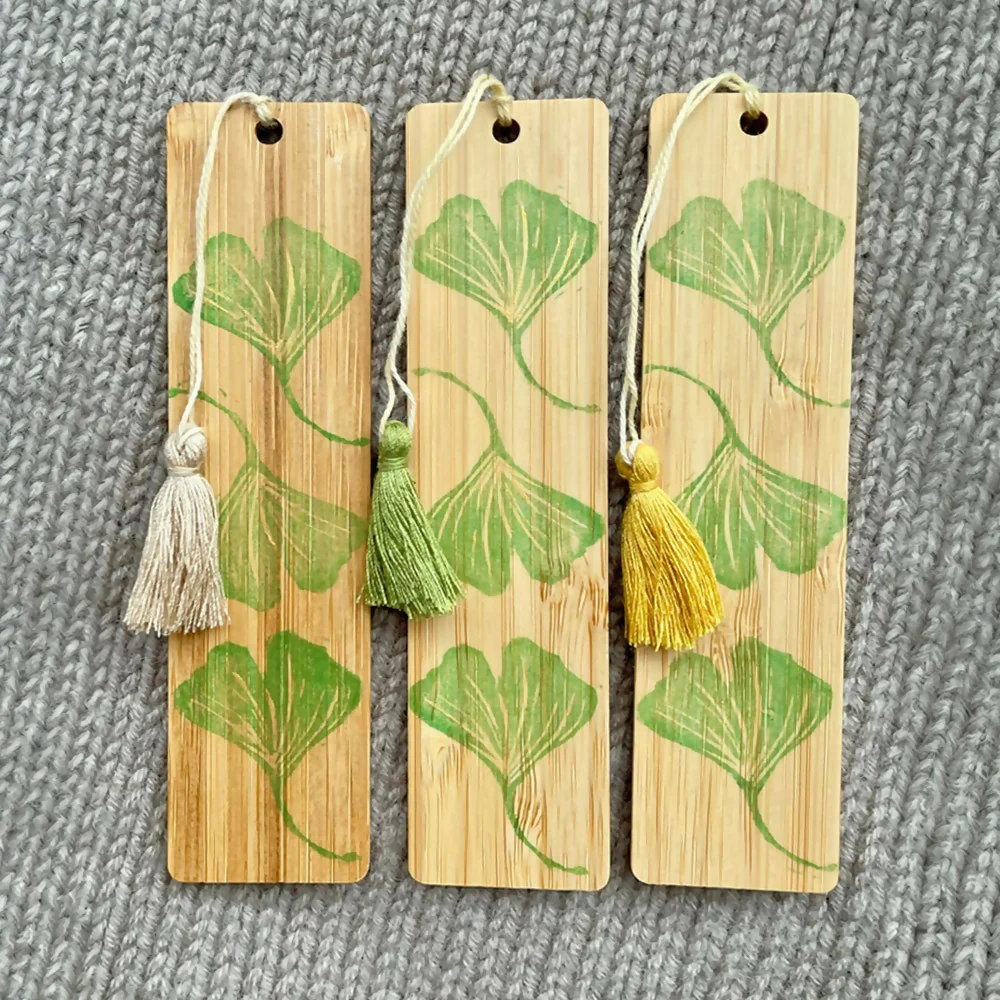 Hand printed wooden bookmark