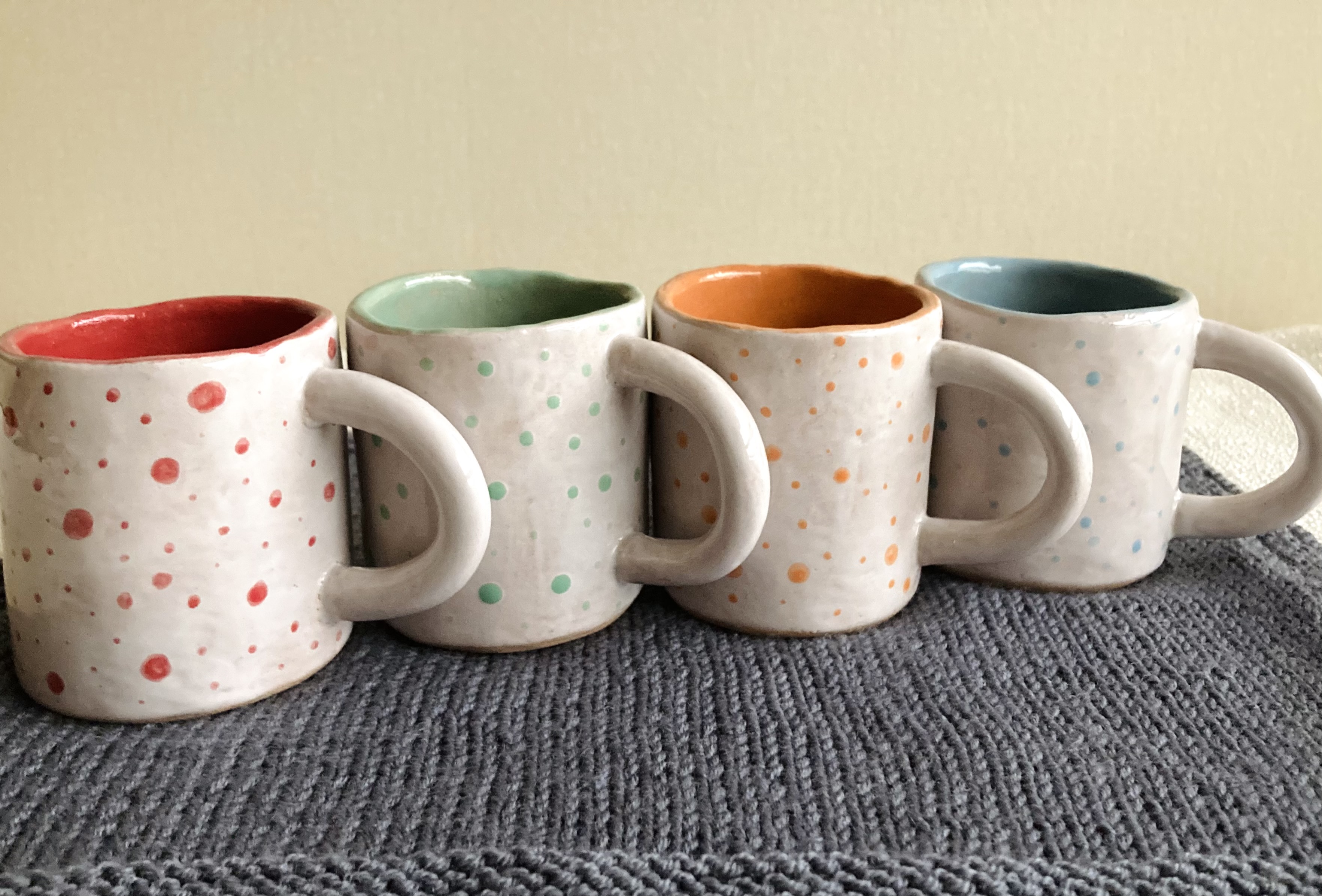 Hand pinched set of 4 espresso cups