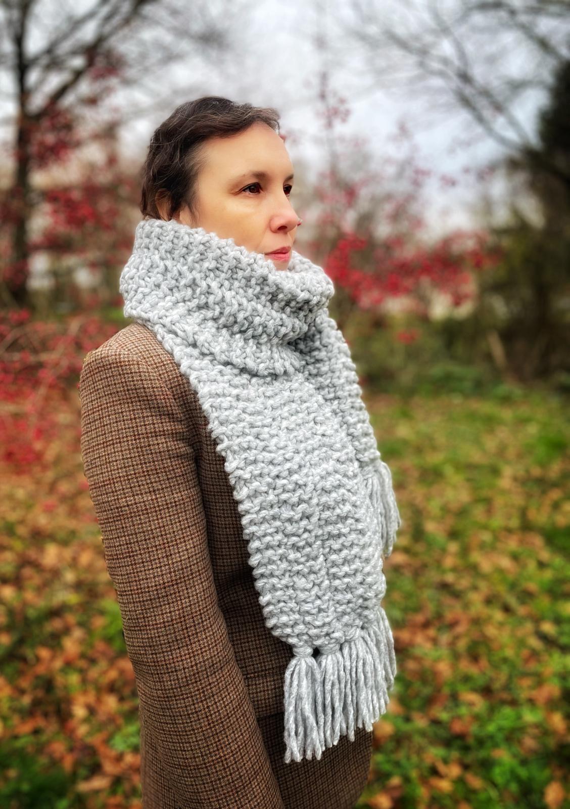 Hand knitted super chunky scarf