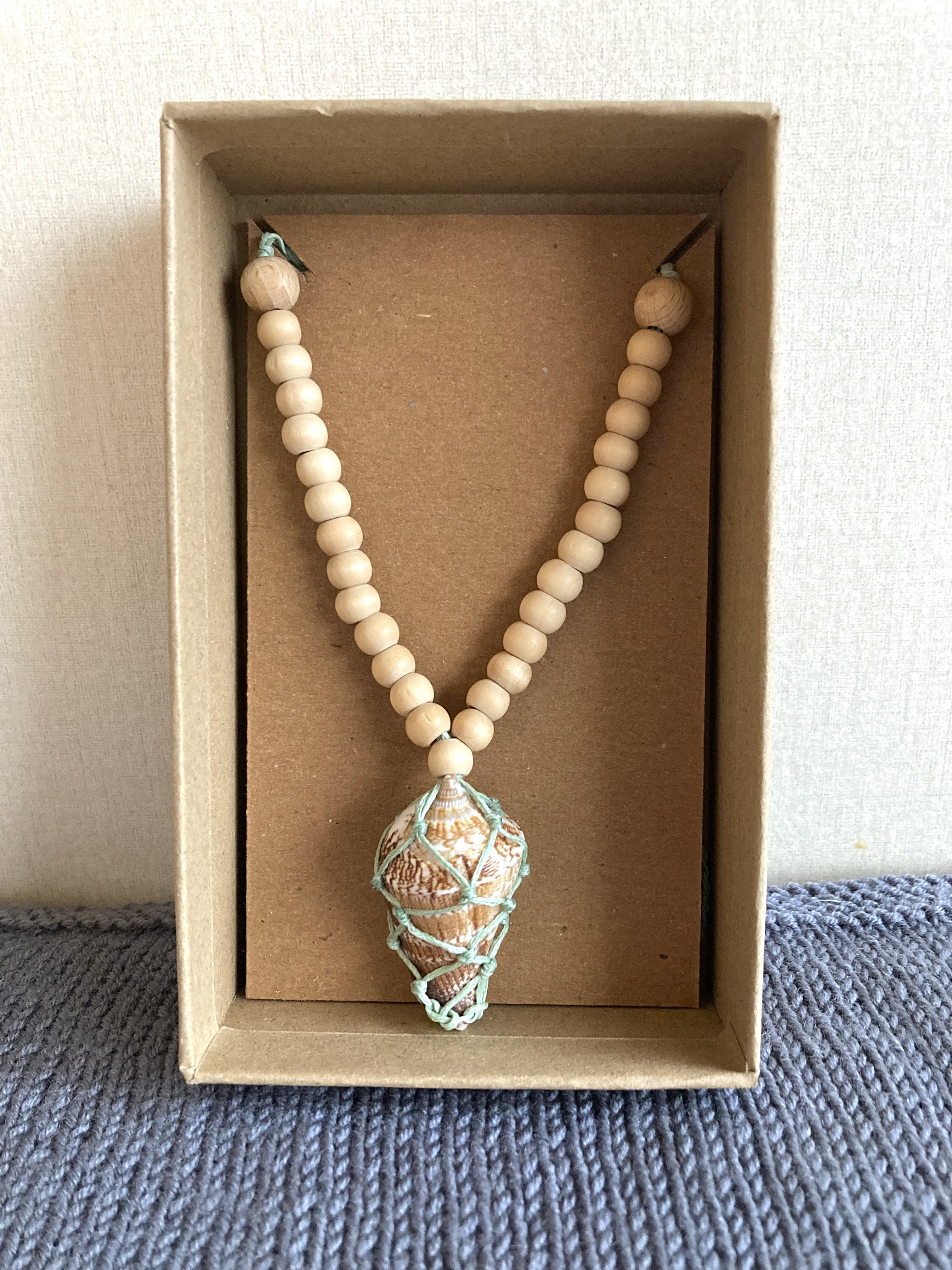 Handmade macrame shell necklace