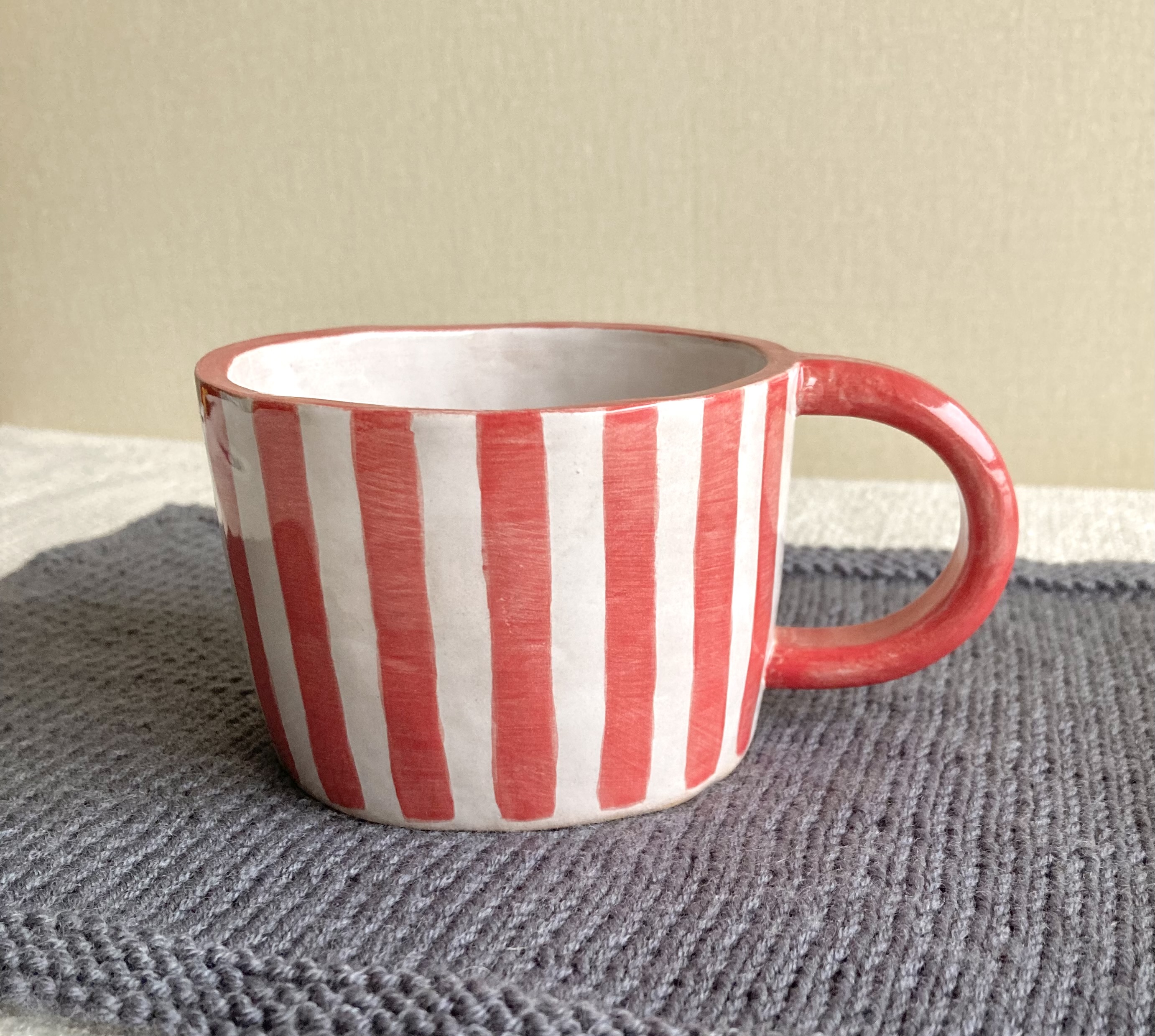 Handmade striped mug
