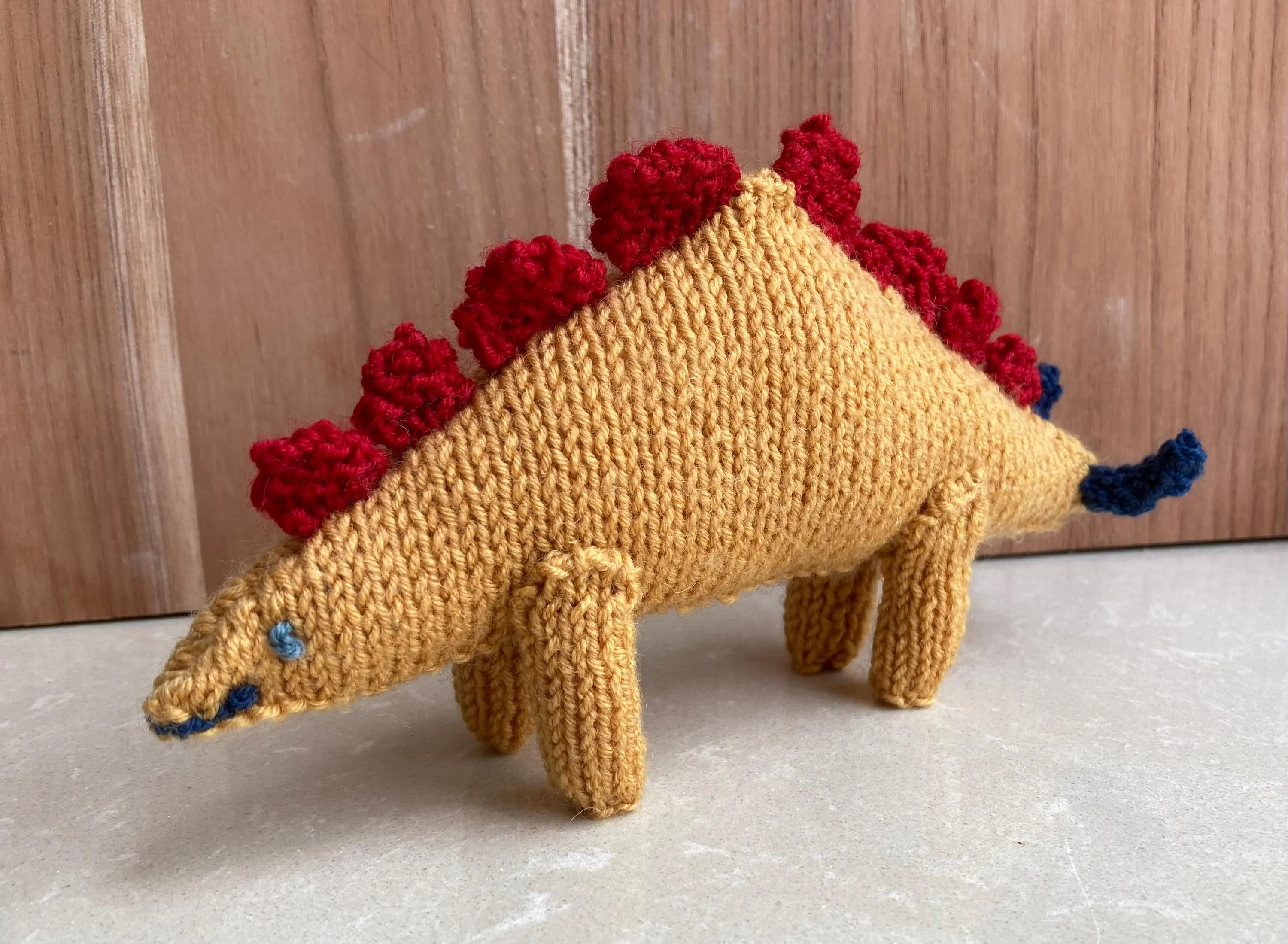 Stegosaurus and Triceratops soft toy knitting pattern
