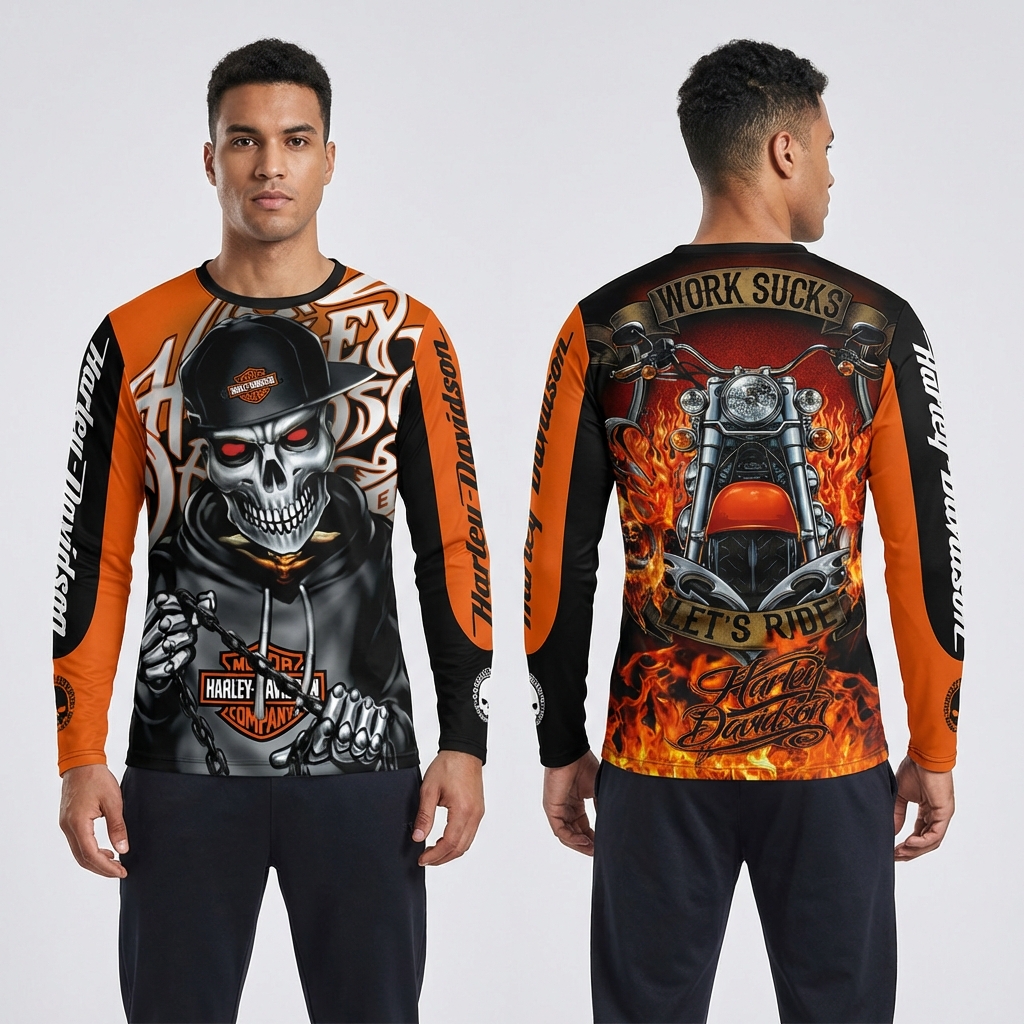 Playera Deportiva Harley Davidson Calavera - Talla XL