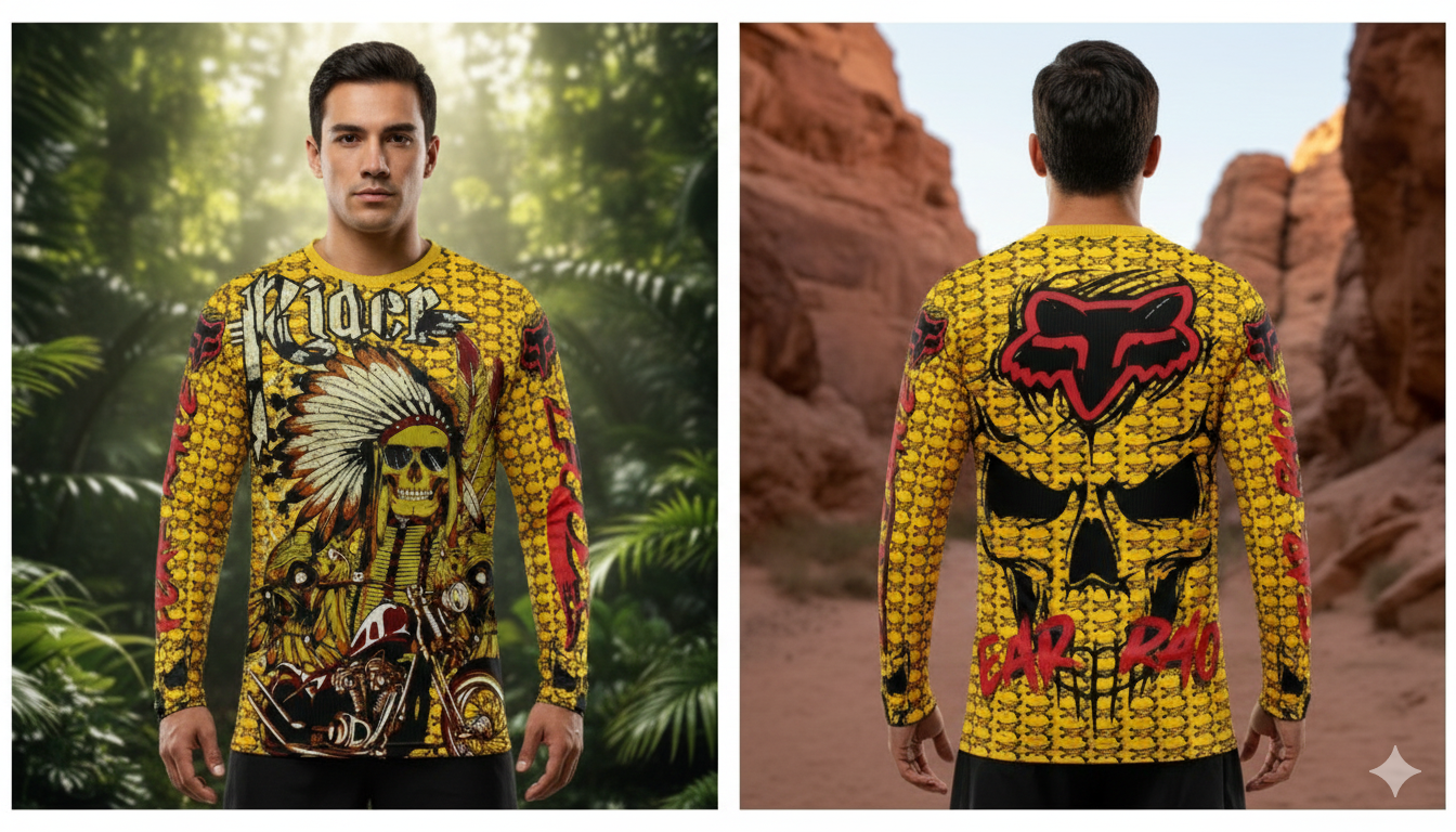 Playera FOX Rider Skull Amarilla - Talla XL