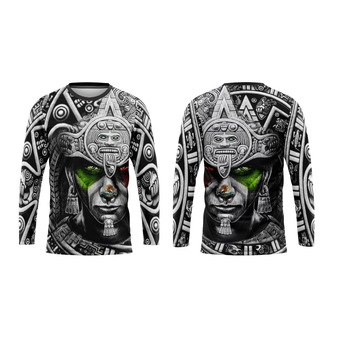 Playera Azteca Manga Larga - Talla M