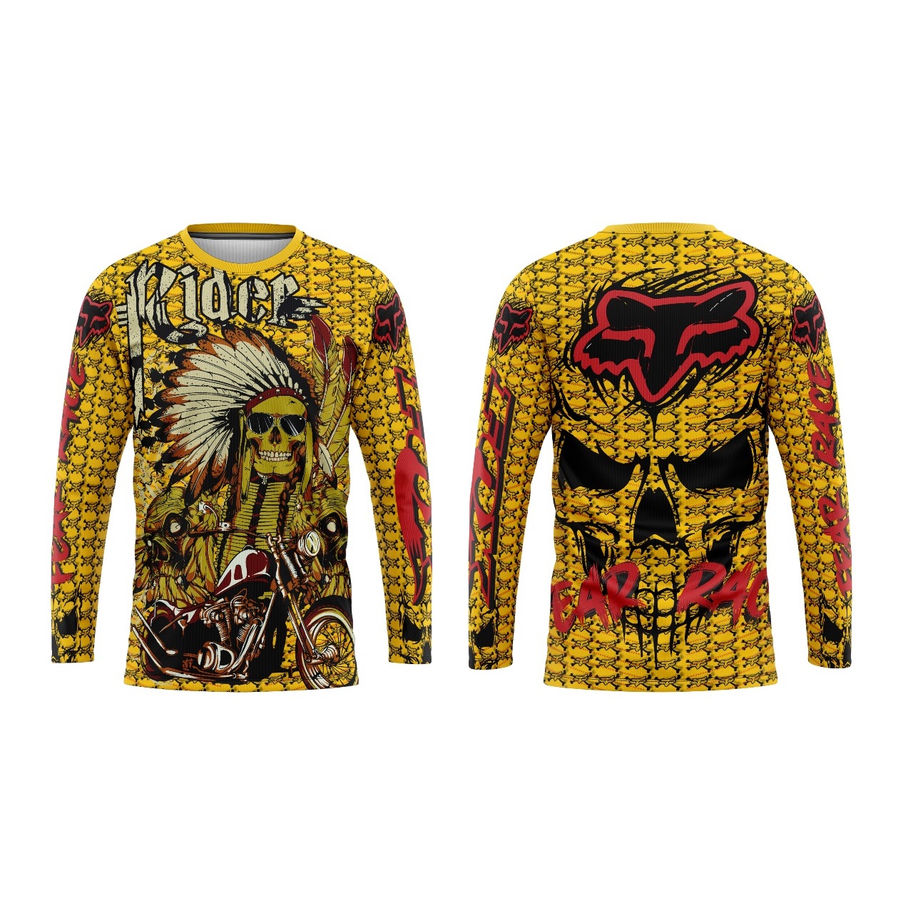 Playera FOX Rider Skull Amarilla - Talla G