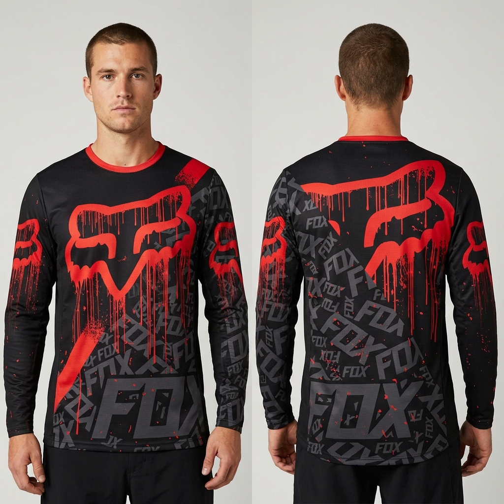 Jersey FOX Racing Negro y Rojo - Talla 2XL