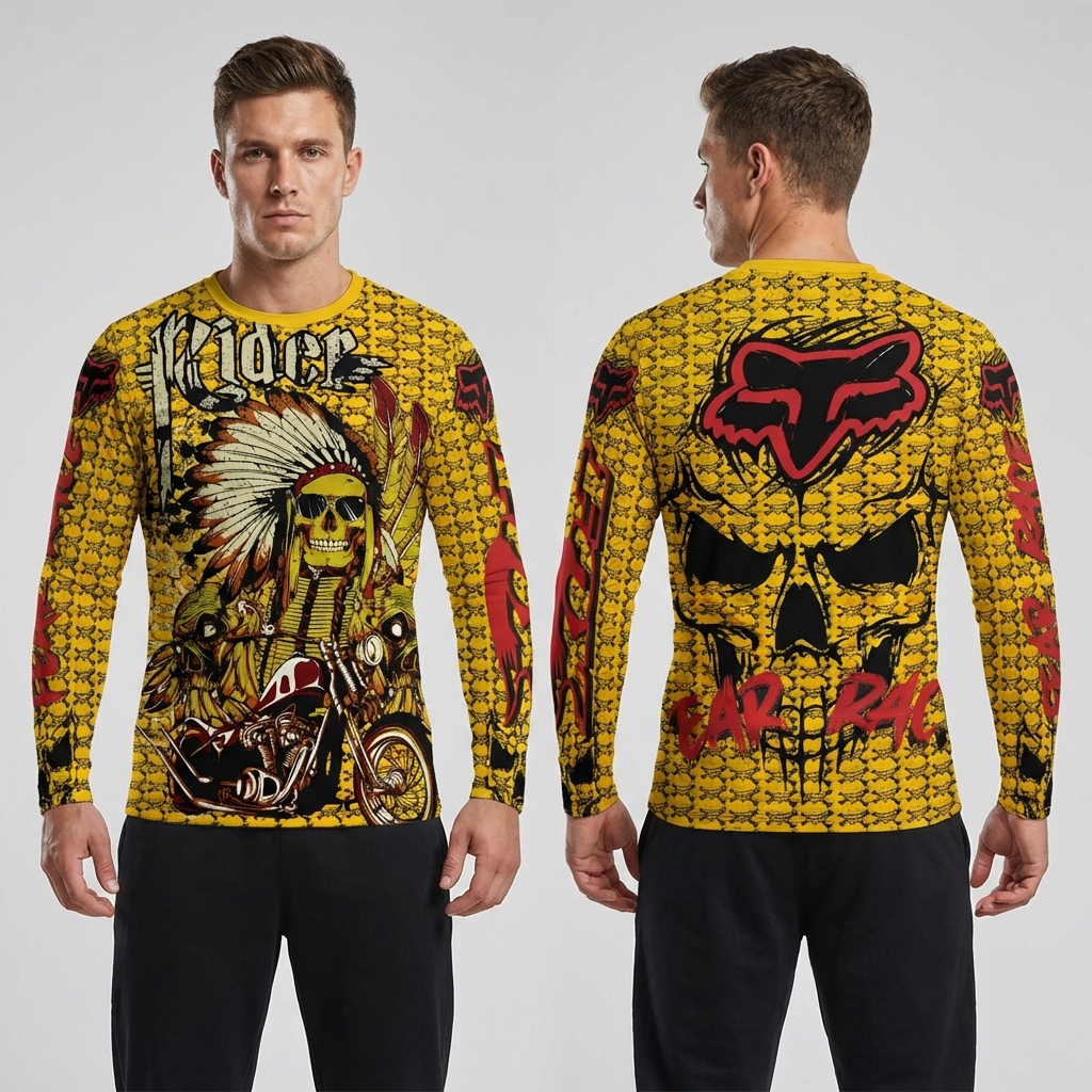 Playera FOX Rider Skull Amarilla - Talla G