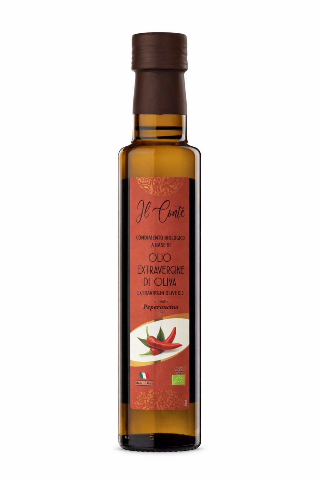Huile d’Olive Extra Vierge au Piment – IL CONTE (250ml)