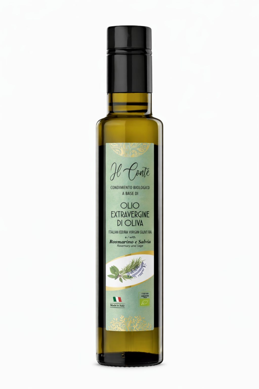 Huile d’Olive Infusée Romarin & Sauge – IL CONTE (250ml)
