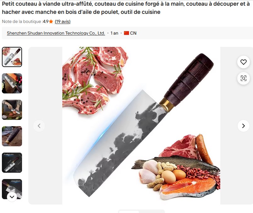 MDHAND Couteau Forgé à la main Lame 17 cm