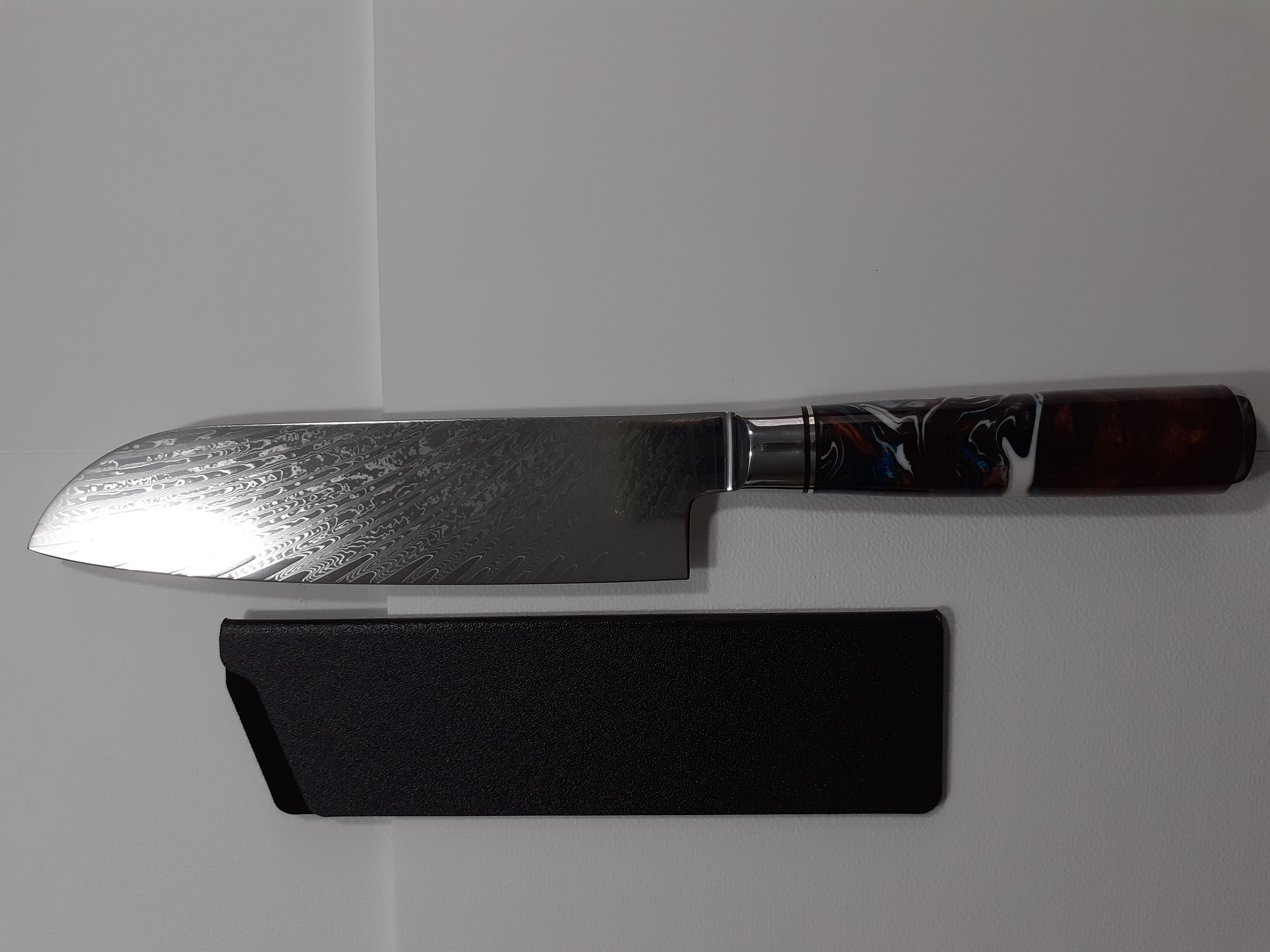 Couteau Santoku en acier damas Lame de 17,5 cm en acier 9Cr18MoV 67 feuilles HRC:58-60