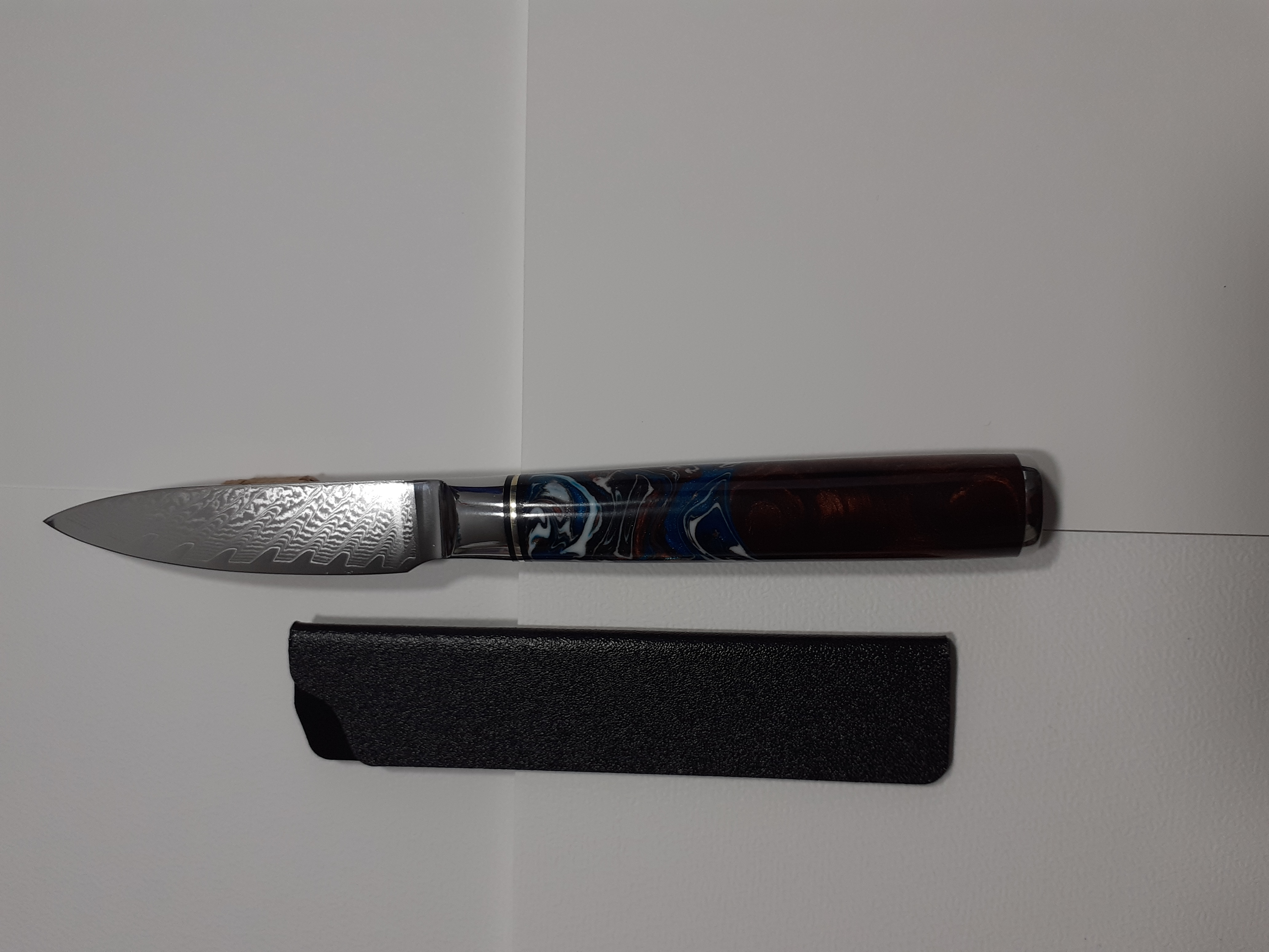 Couteau d'office damas Lame de 8 cm en acier 9Cr18MoV  67 Feuilles HRC:58-60