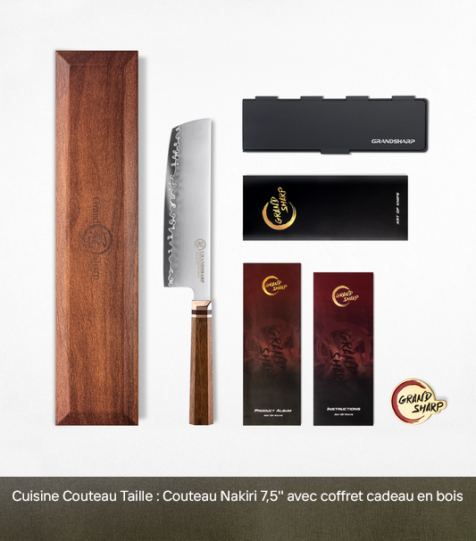 Couteau Nakiri 7,5'' Lame de 18 cm en acier Haut de gamme ZDP189  HRC: 65-67