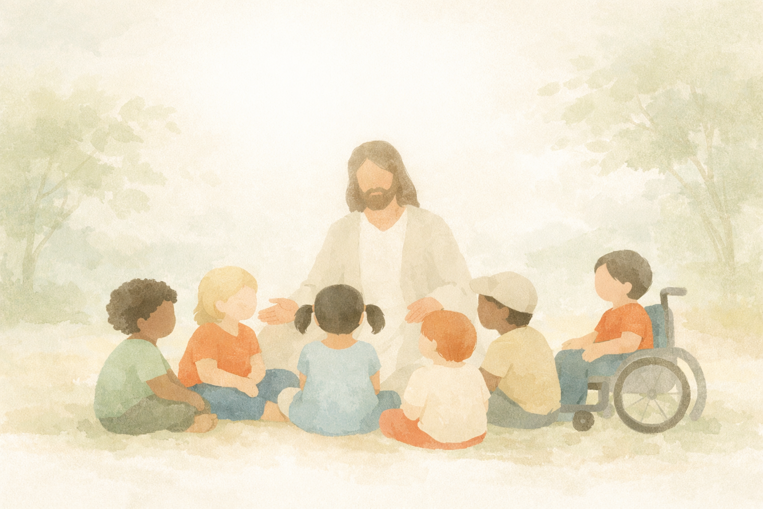 Jesus talks to the children