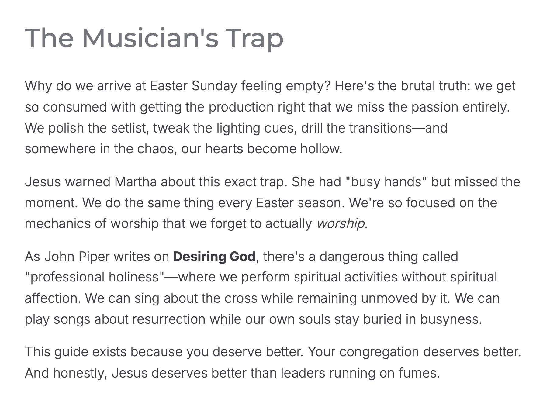 Worship Team Lent Guide