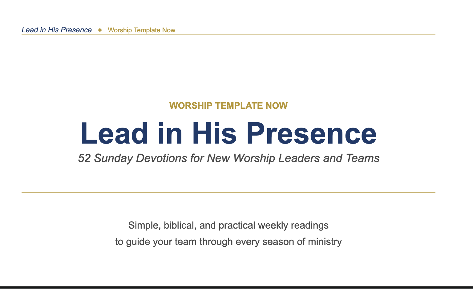 Lead in His Presence