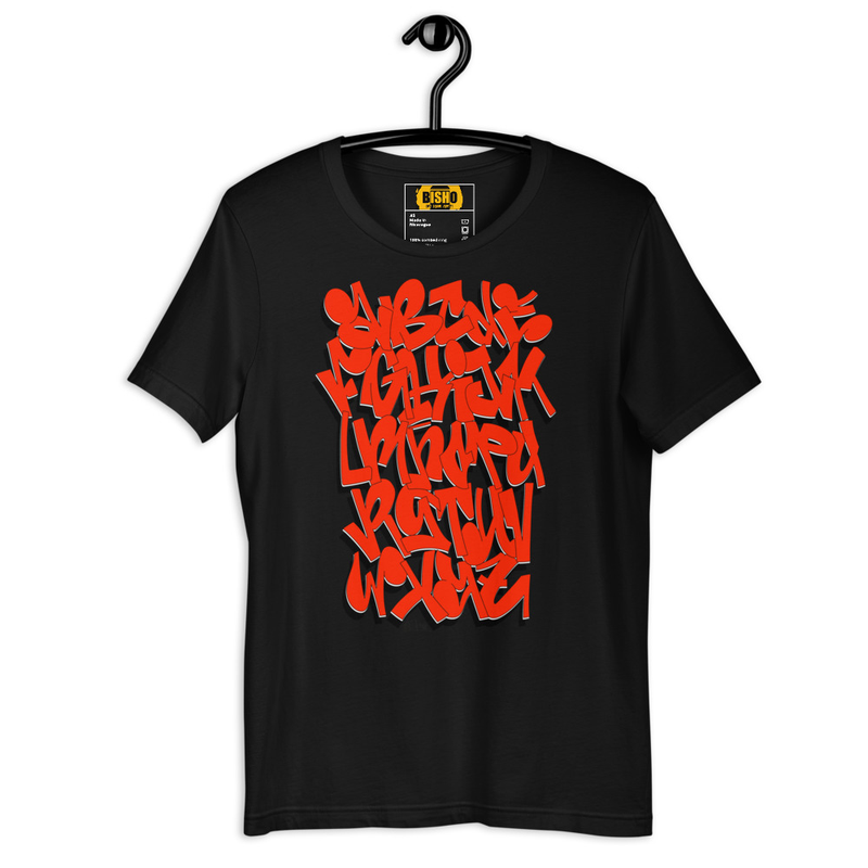 Camiseta negra Abecedario-de-Graffiti-Throw-Up-red
