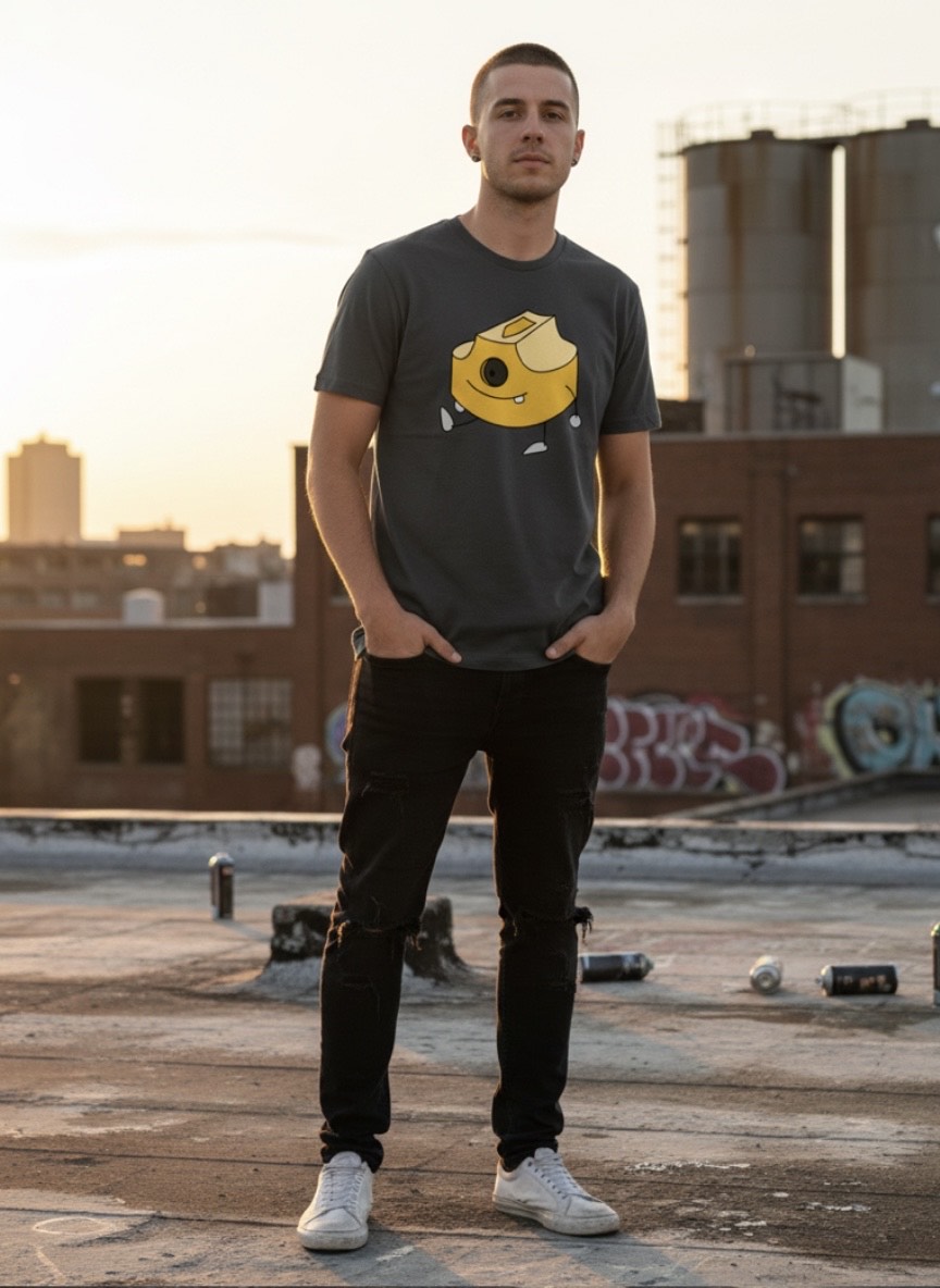 Camiseta Negra GRAFFITI KAWAII Banana Caps