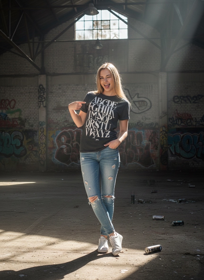 Camiseta negra Abecedario-de-Graffiti-Caligrafía