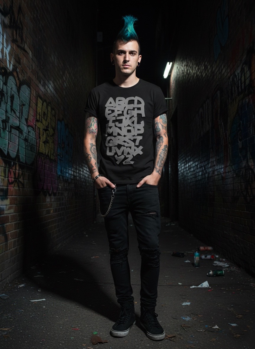 Camiseta negra Abecedario-de-Graffiti-Blockbuster