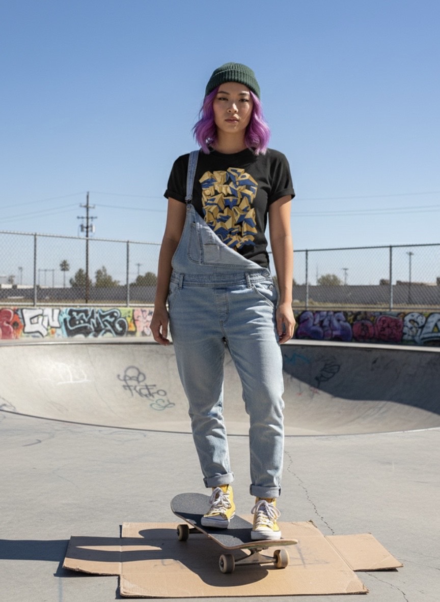 Camiseta negra Abecedario-de-Graffiti-3d