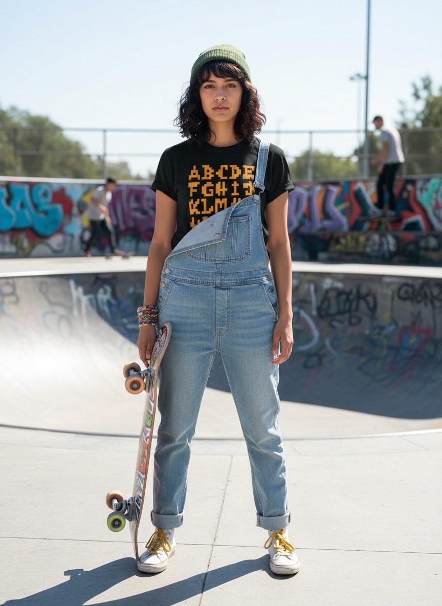 Camiseta negra Abecedario-de-Graffiti-Pixel