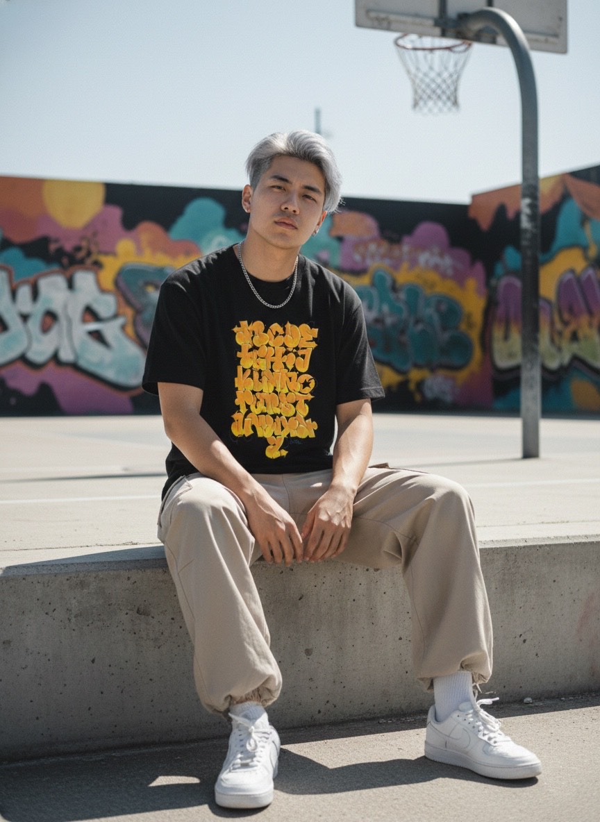 Camiseta negra Abecedario-de-Graffiti-Throw-Up-Style