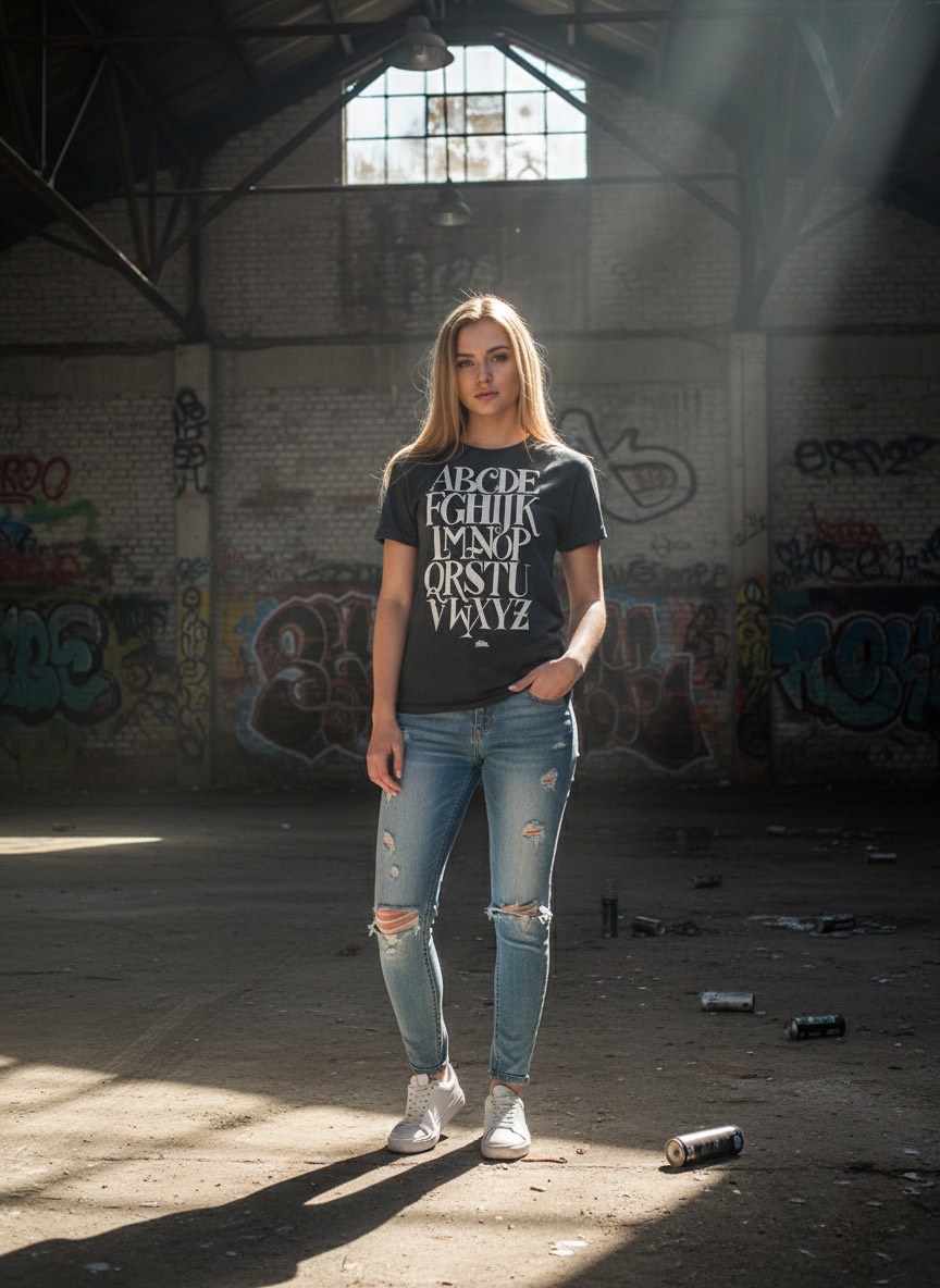 Camiseta negra Abecedario-de-Graffiti-Caligrafía