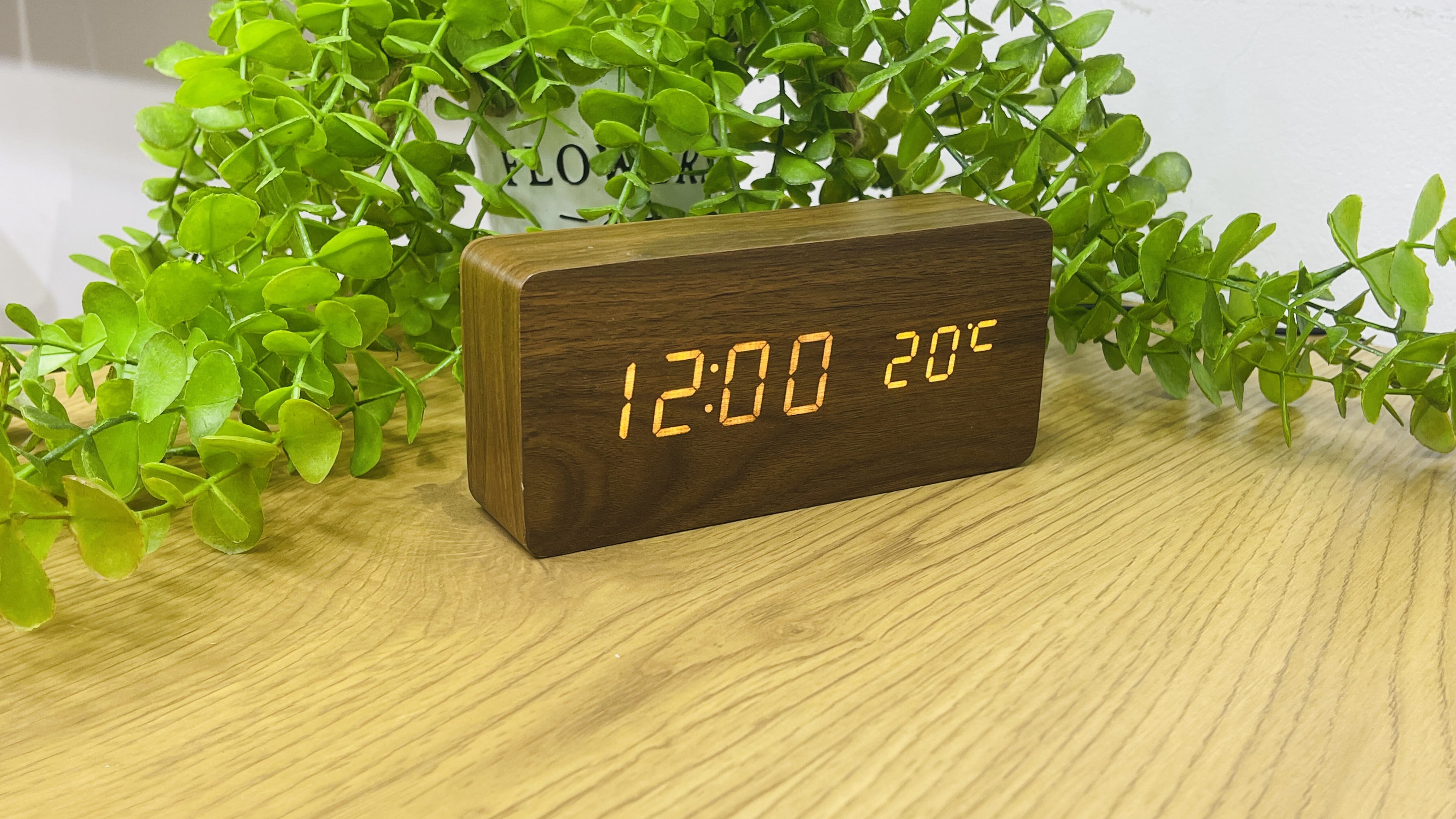 Taxta Dizaynlı LED Qəhvəyi Elektron Saat