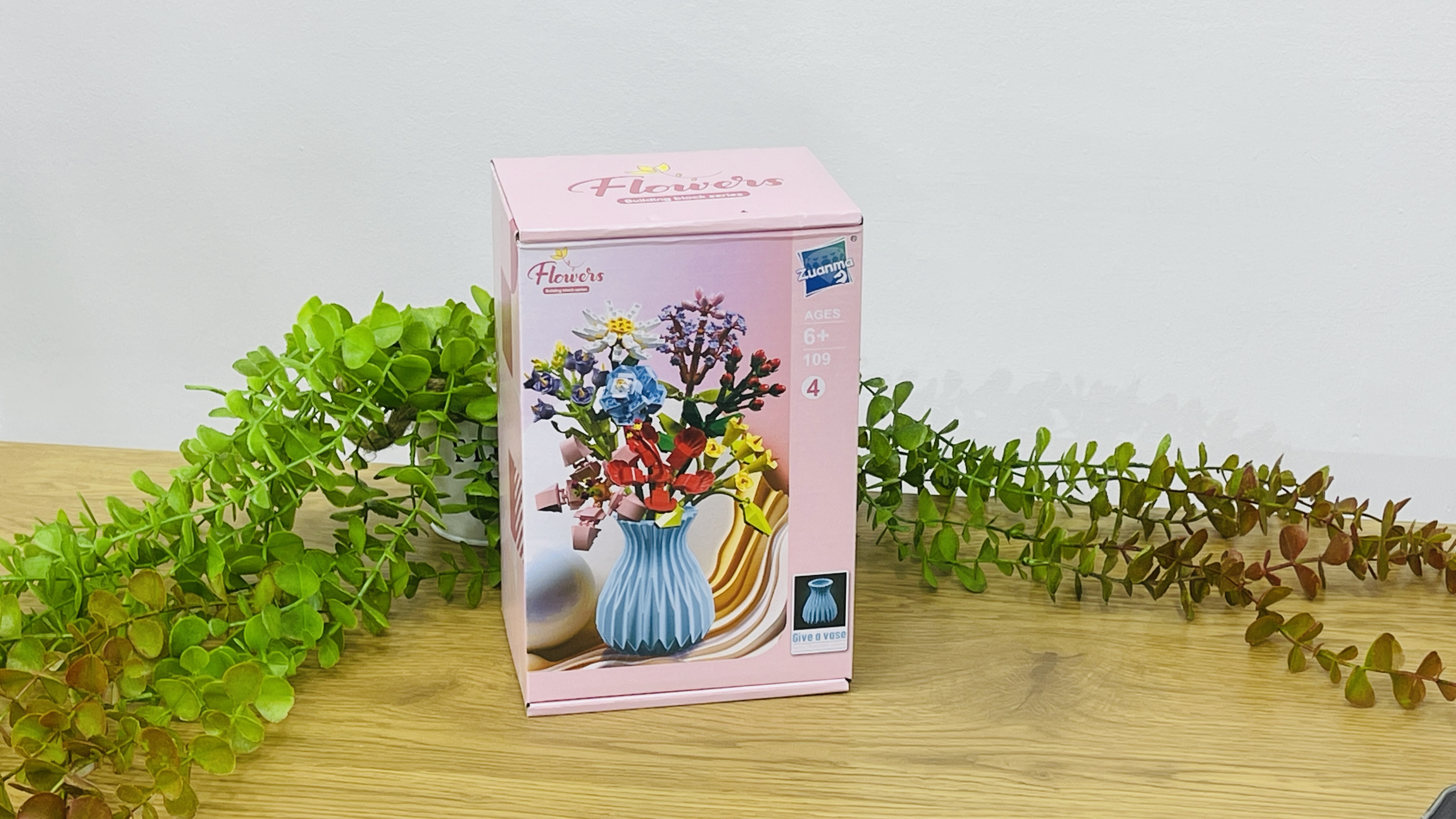 Flowers Building Blocks – Vazalı Dekorativ Çiçək Buketi Çəhrayı