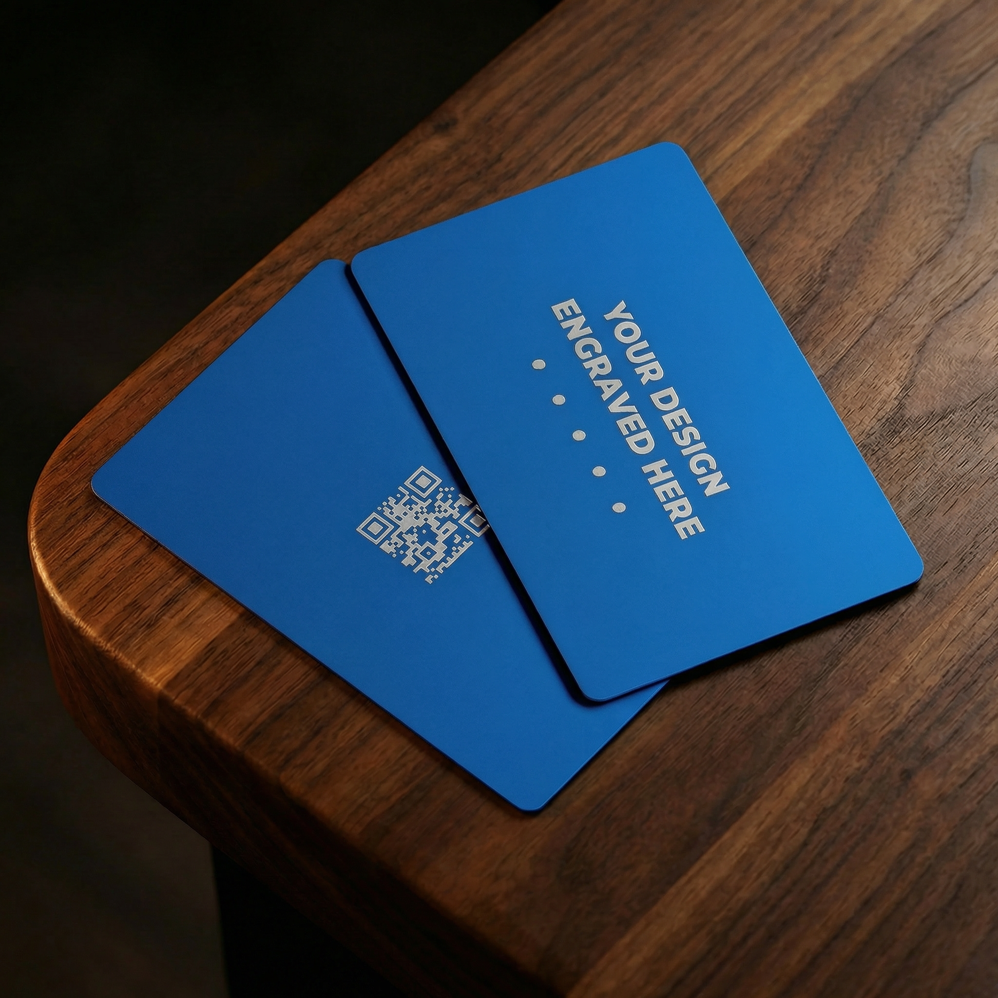 Matt Blue Laser Engraved Metal Business Card