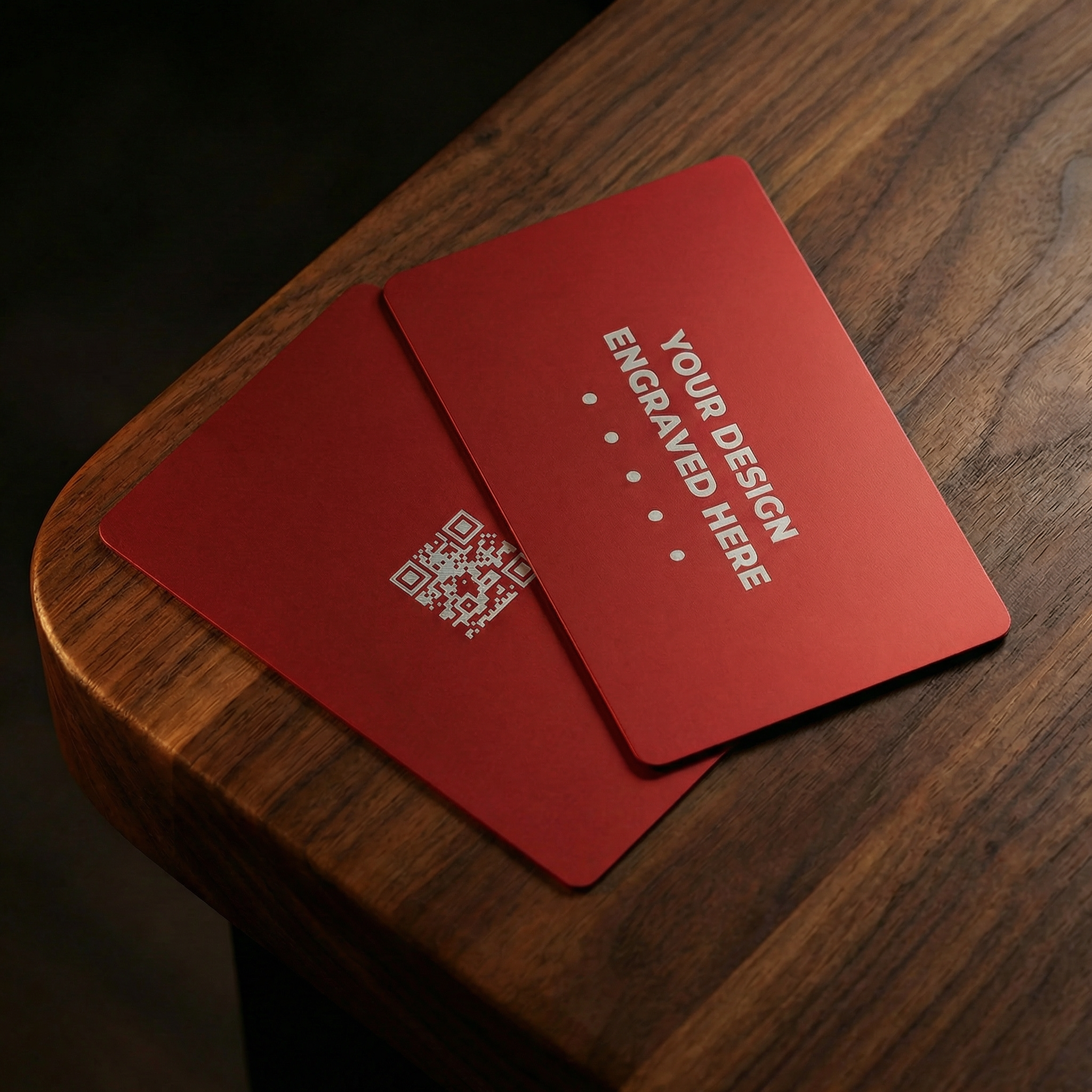 Matt Red Laser Engraved Metal Business Card