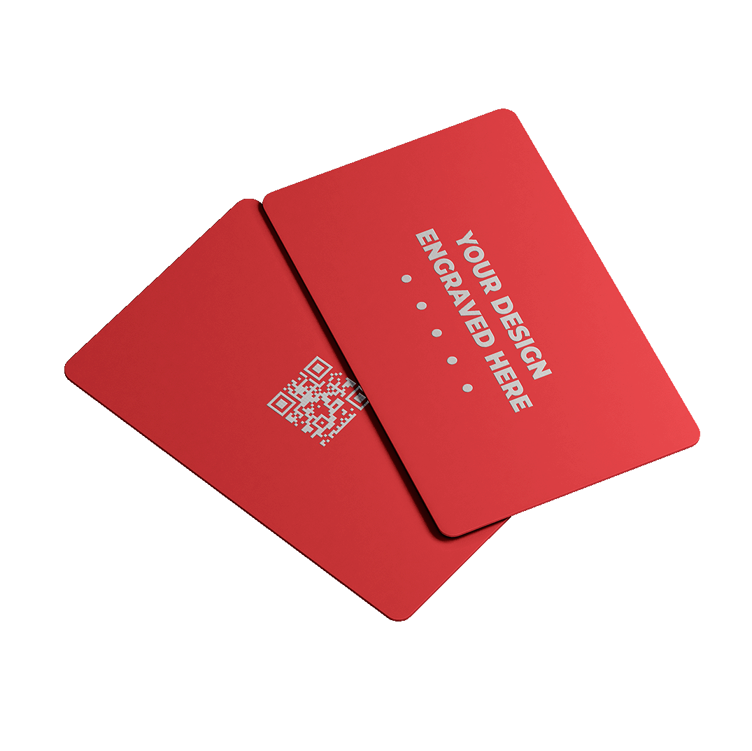 Matt Red Laser Engraved Metal Business Card