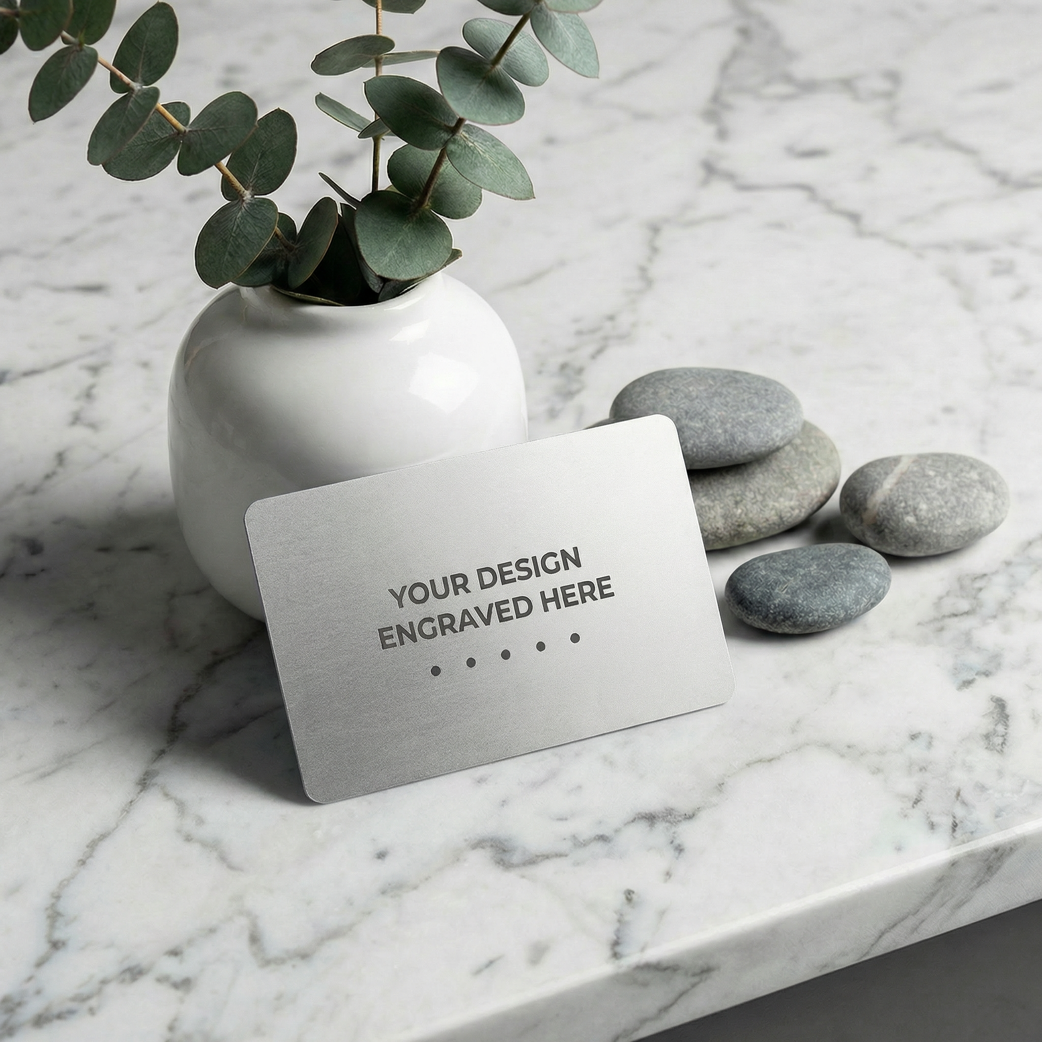 Brushed Silver Laser Etched Metal Business Card