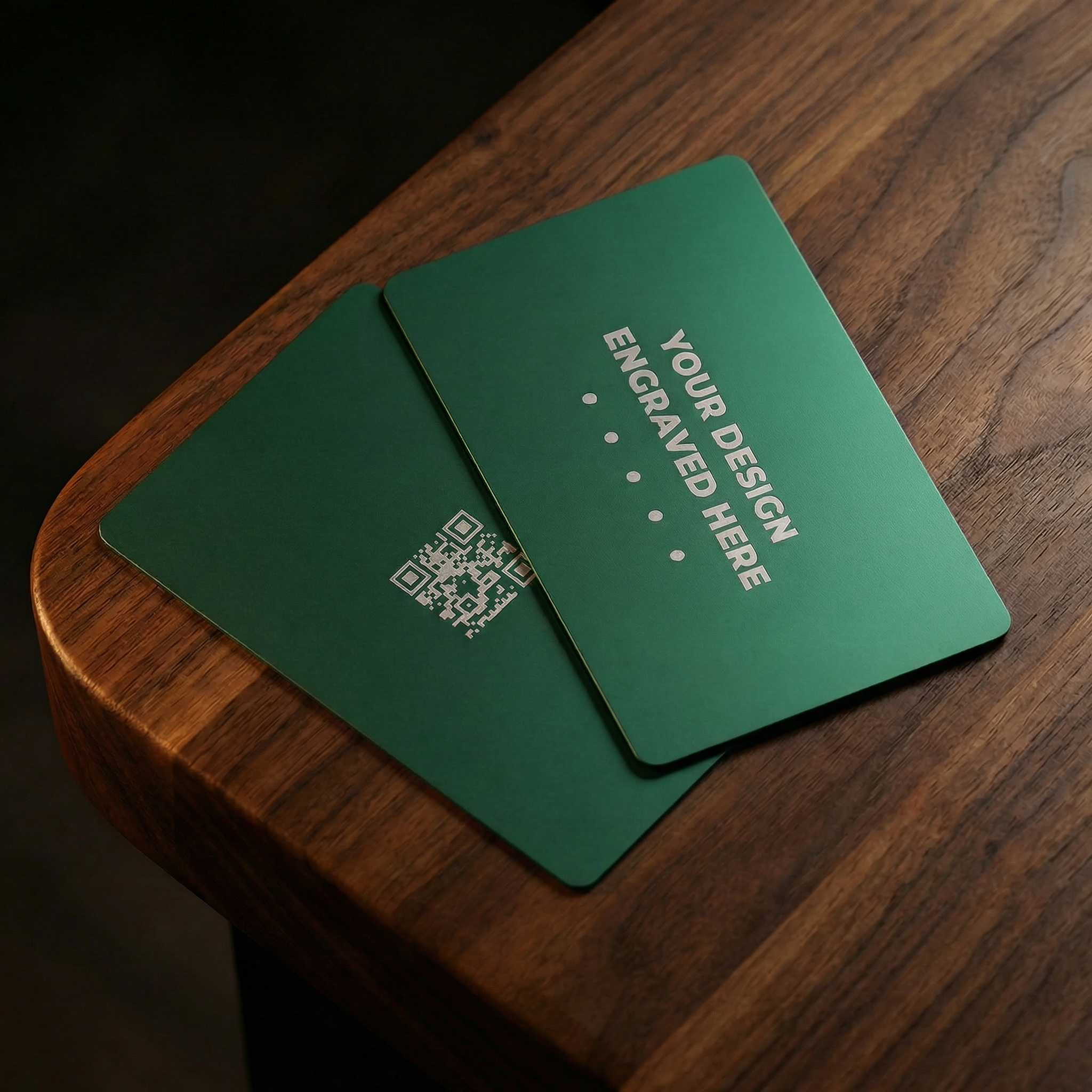 Matt Green Laser Engraved Metal Business Card