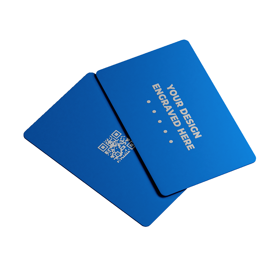 Matt Blue Laser Engraved Metal Business Card