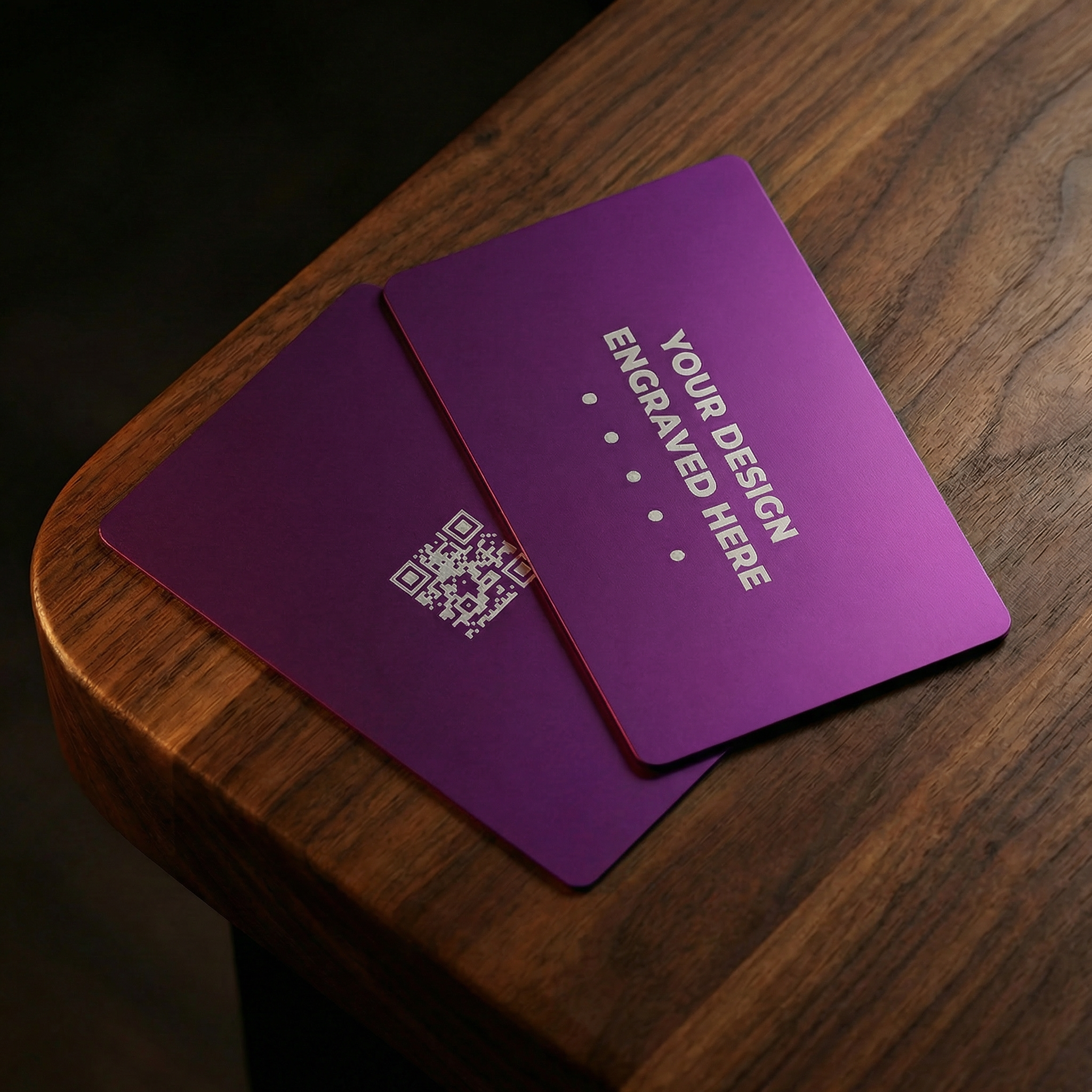 Matt Purple Laser Engraved Metal Business Card