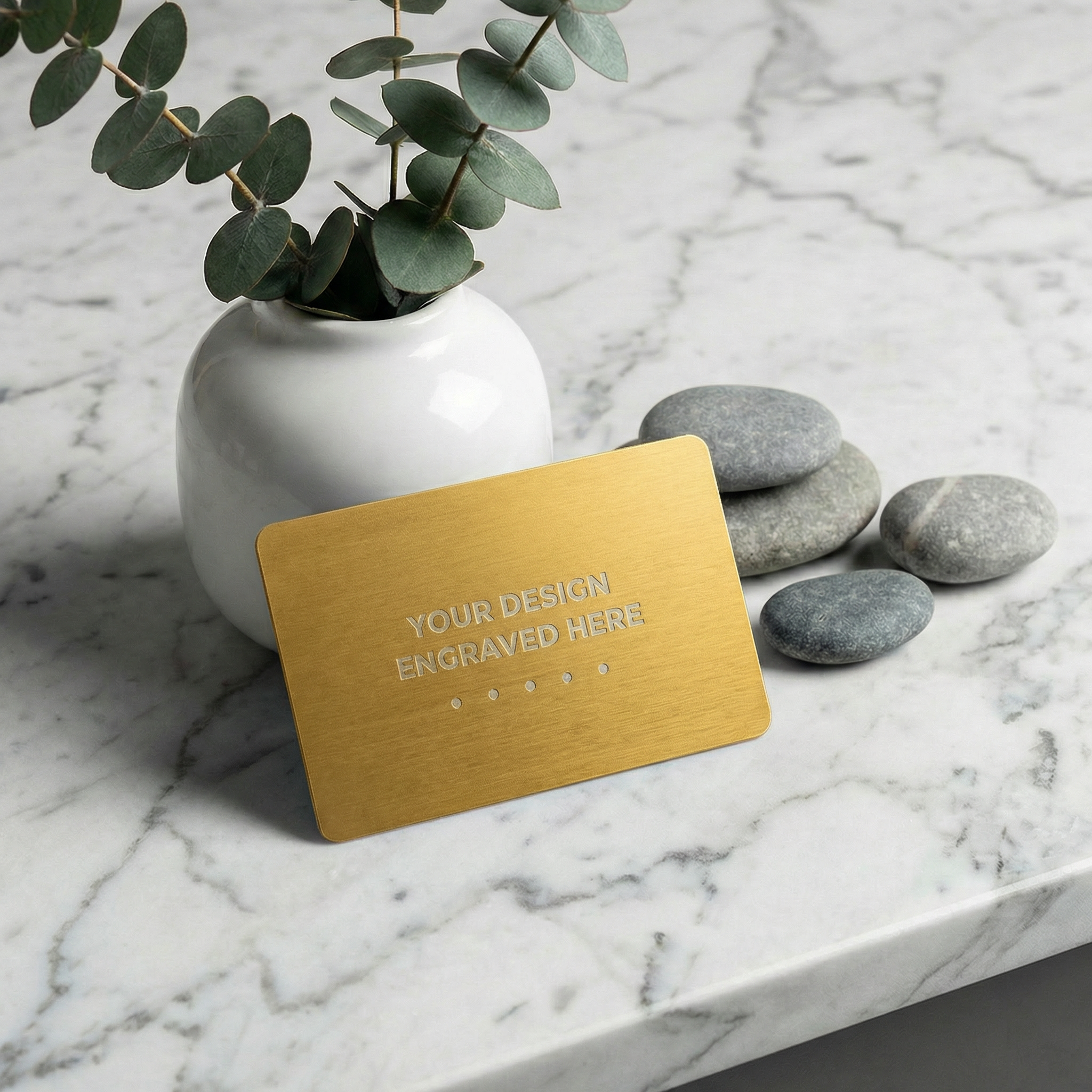 Matt Golden Laser Engraved Metal Business Card