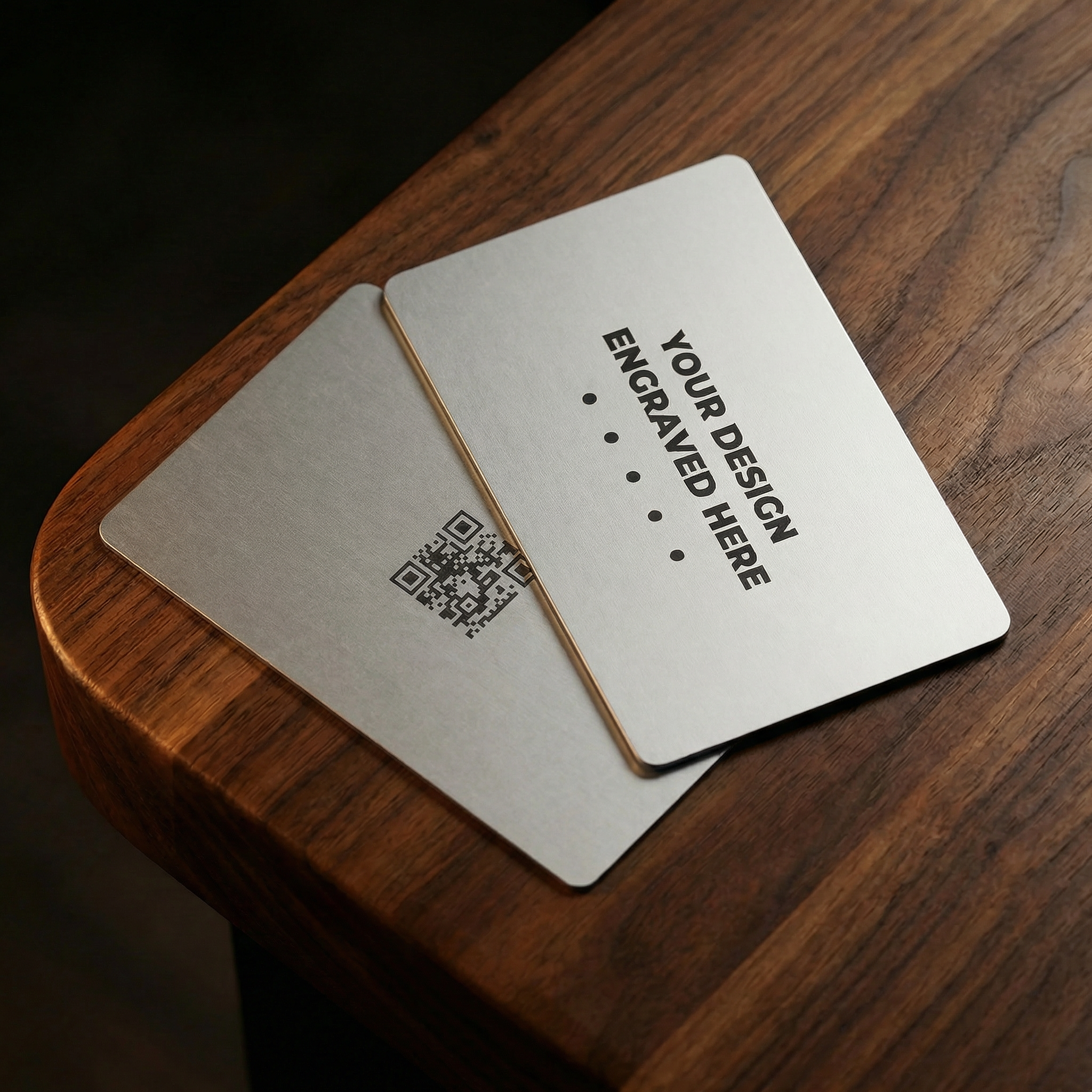 Brushed Silver Laser Etched Metal Business Card