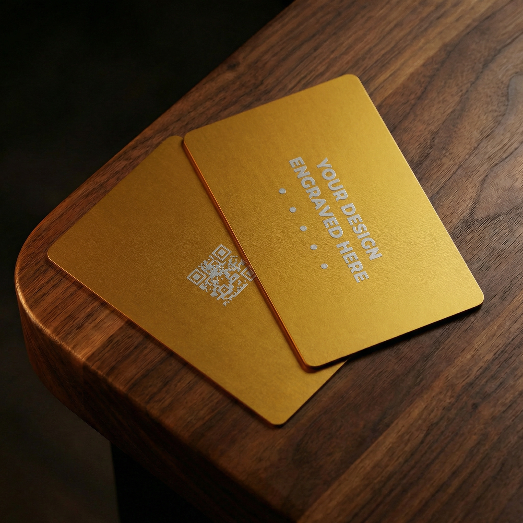 Matt Golden Laser Engraved Metal Business Card