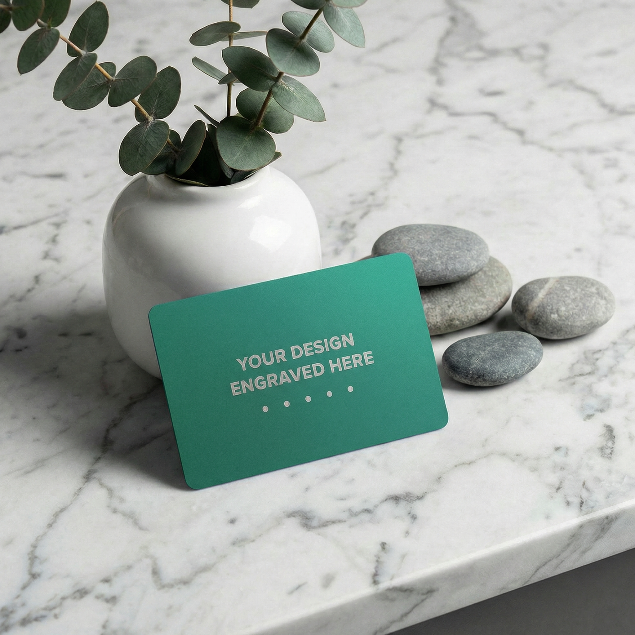 Matt Green Laser Engraved Metal Business Card