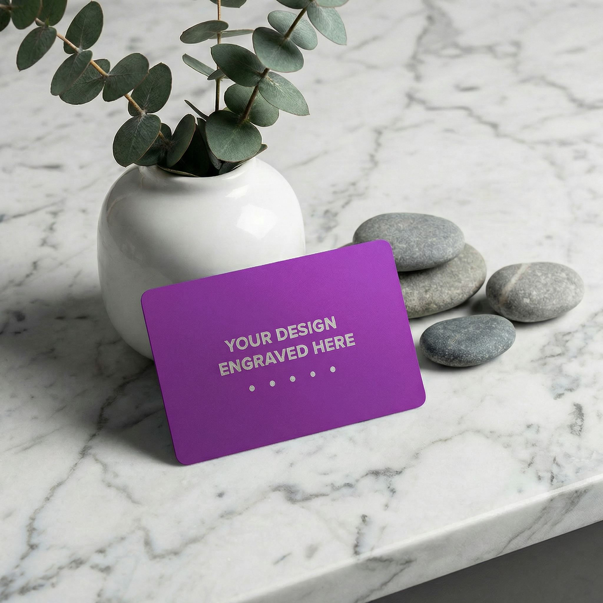 Matt Purple Laser Engraved Metal Business Card