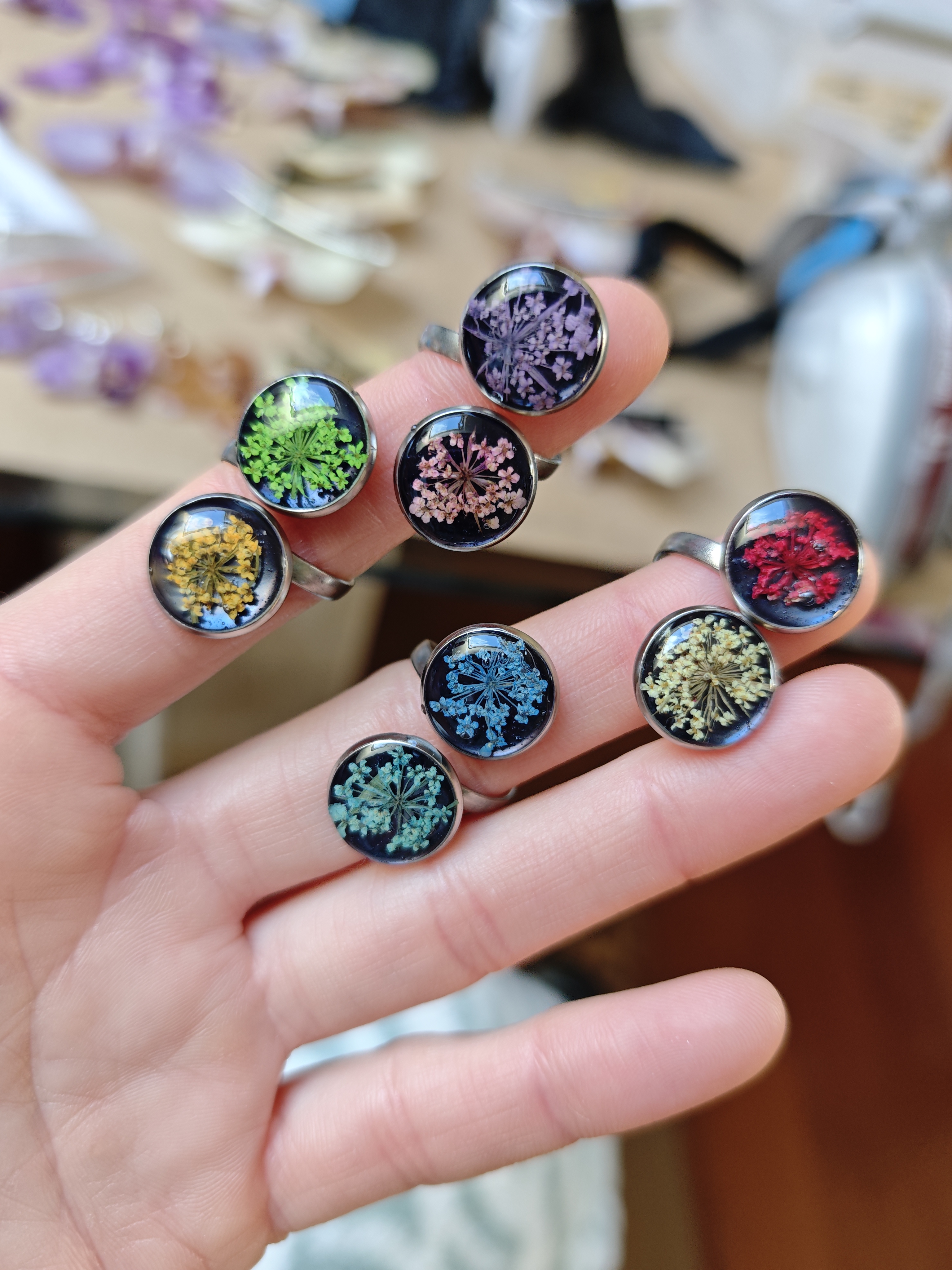 Anillos con flores naturales