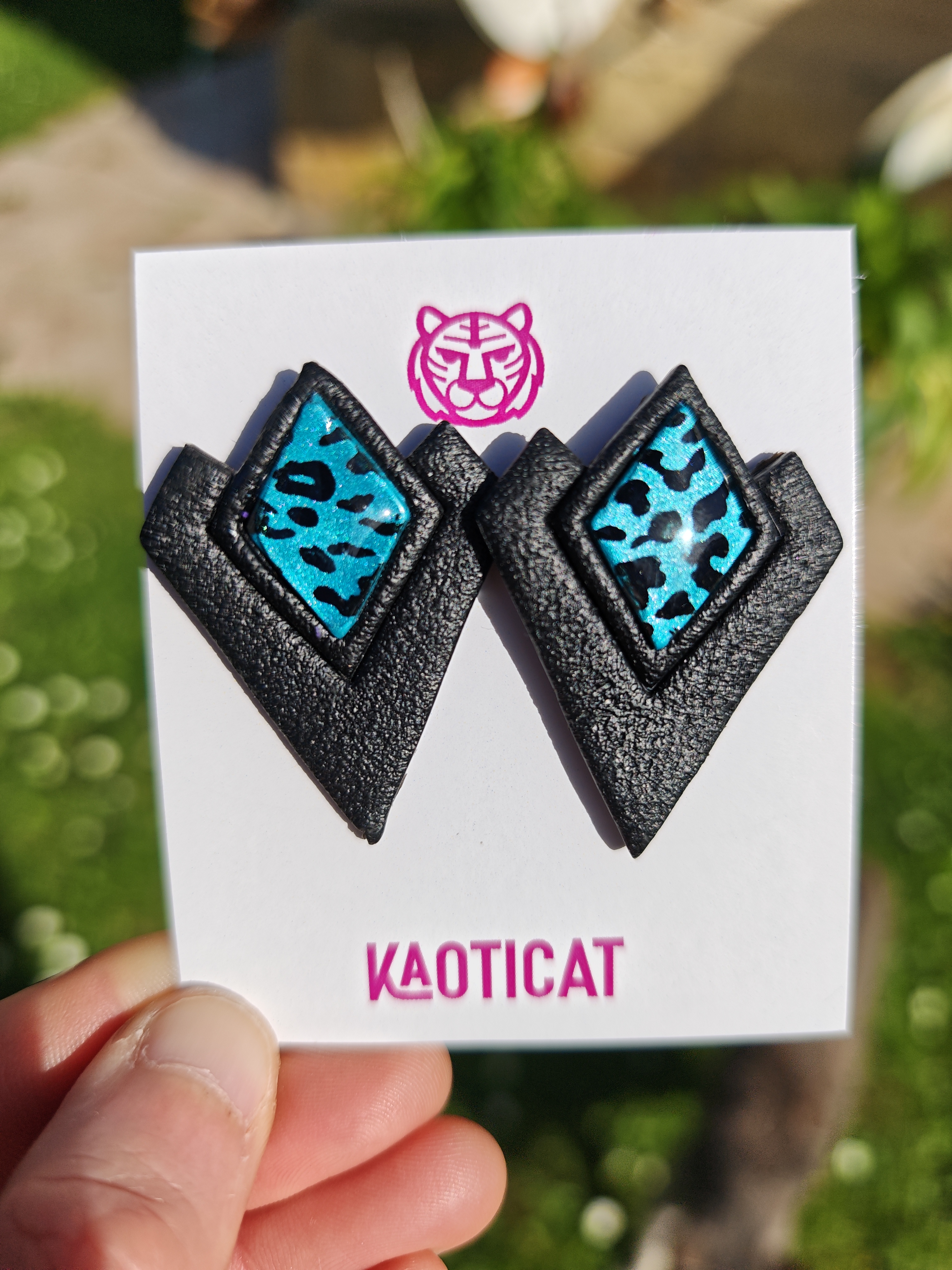 Pendientes geométricos animal print