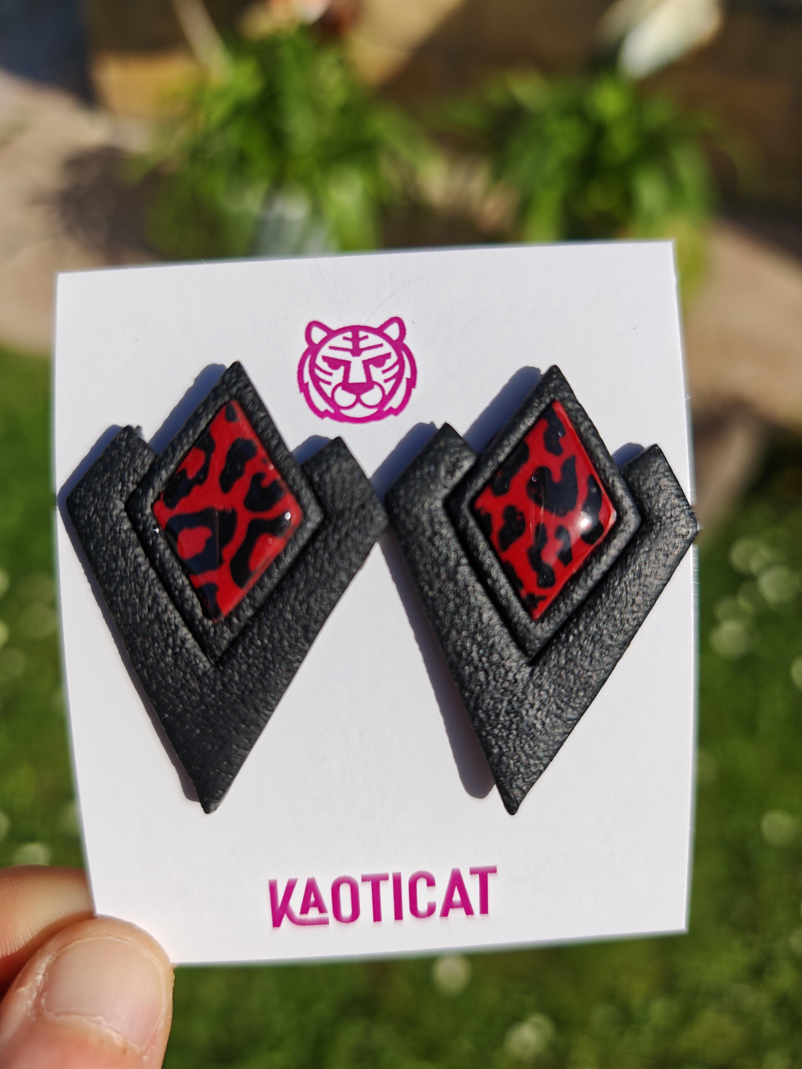 Pendientes geométricos animal print