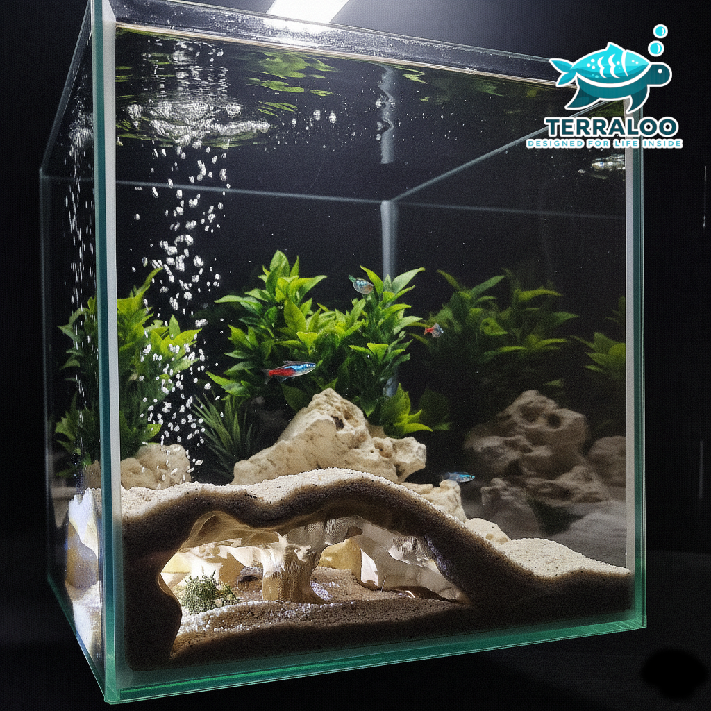 AquaHeart Cavern 3D Printed Aquarium Hideout Cave – Fish Tank Shelter for Shrimp, Plecos & Cichlids – S/M/L