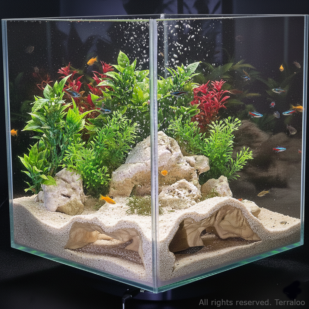 AquaHeart Cavern 3D Printed Aquarium Hideout Cave – Fish Tank Shelter for Shrimp, Plecos & Cichlids – S/M/L