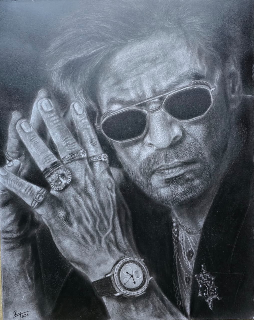 Charcoal Portrait of Shahrukh Khan