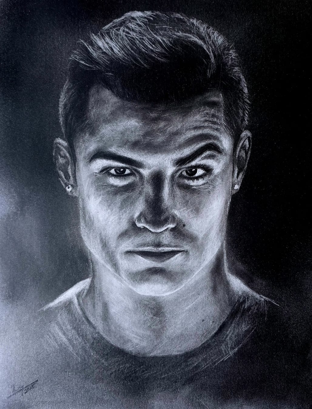 Charcoal portrait of CR7